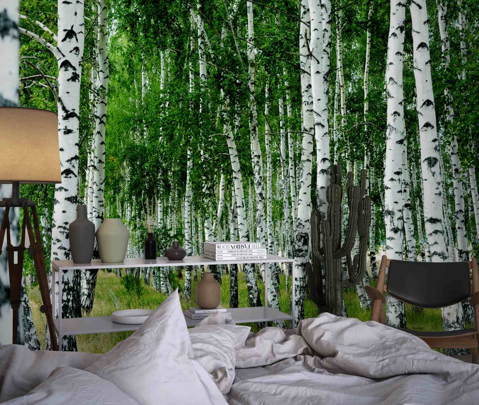 Papier peint mince bosquet de bouleaux