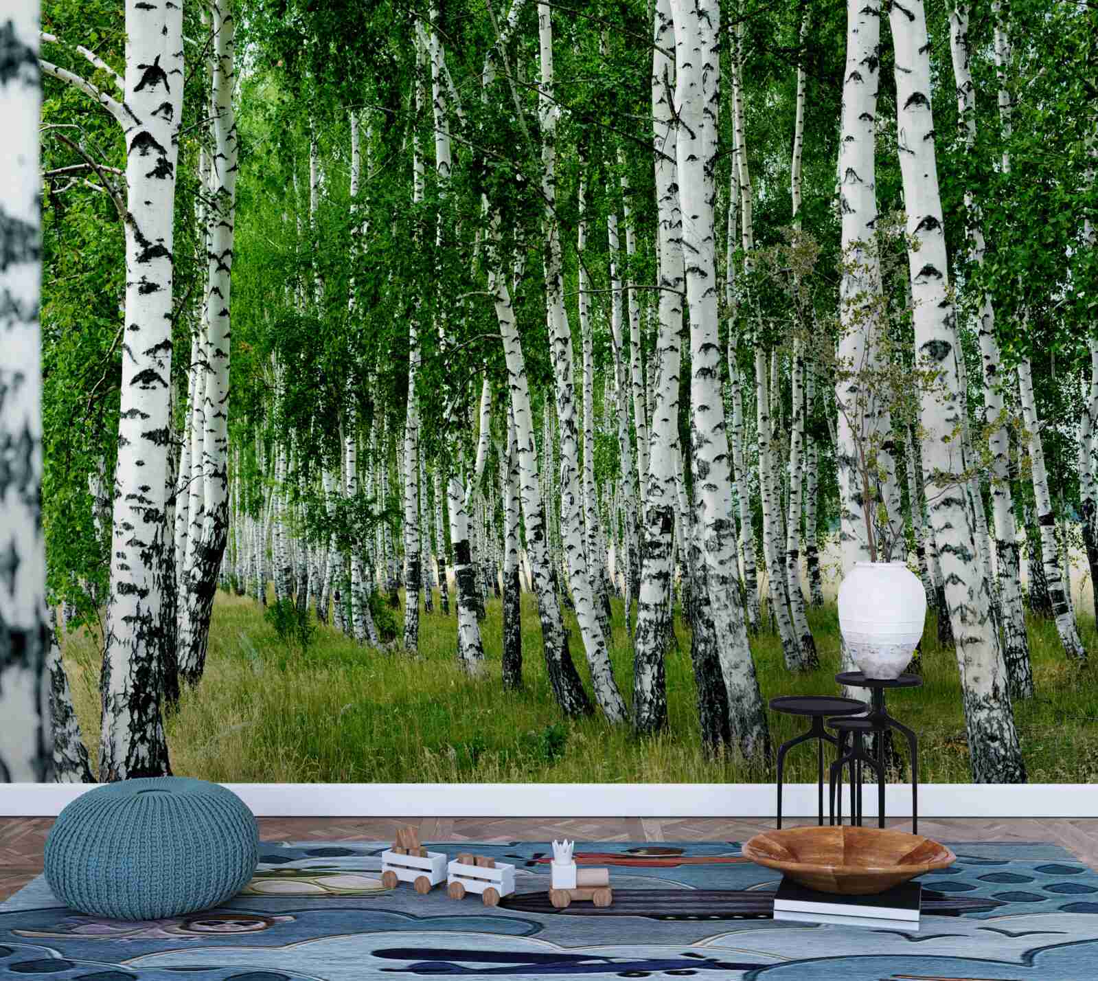 Papier peint mince bosquet de bouleaux