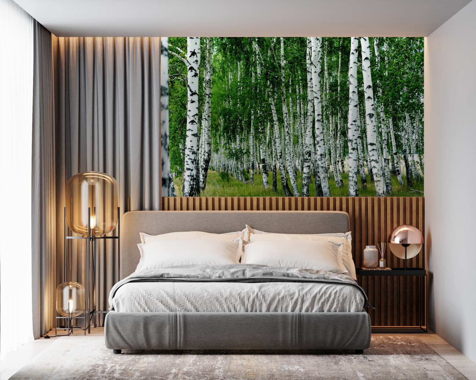 Papier peint mince bosquet de bouleaux