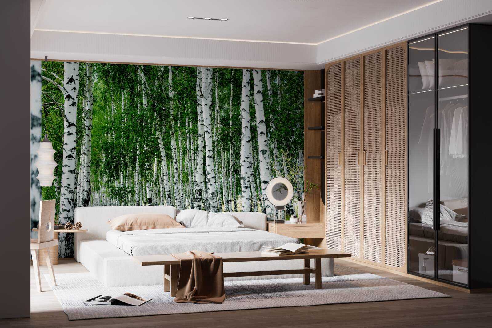Papier peint mince bosquet de bouleaux