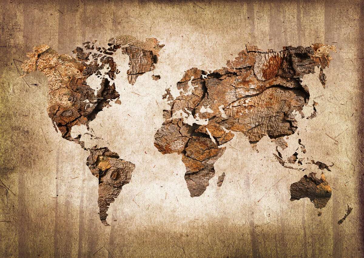 Papier peint carte du monde montrant les hauteurs des montagnes