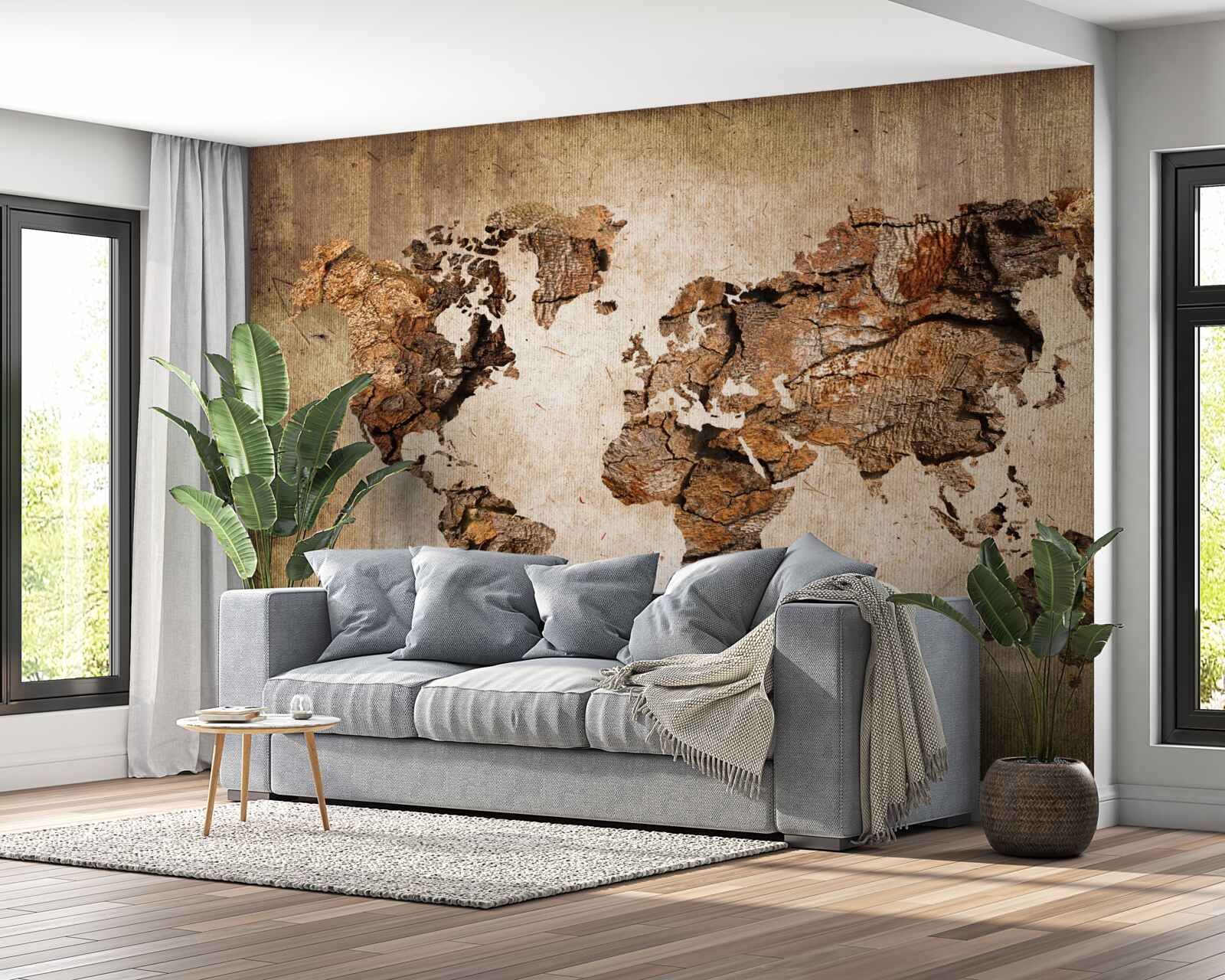 Papier peint carte du monde montrant les hauteurs des montagnes
