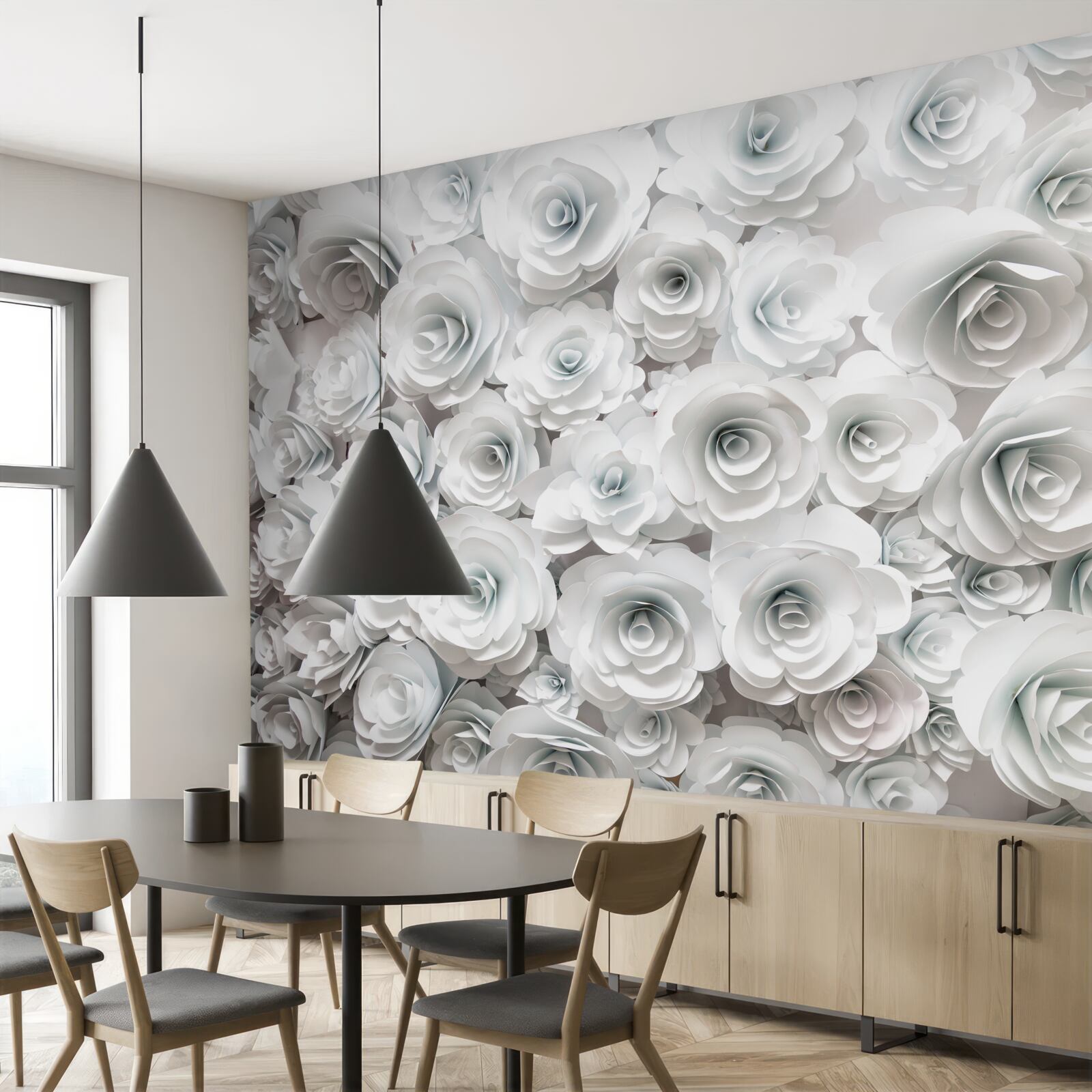 Papier peint une grande composition de fleurs blanches éblouissantes
