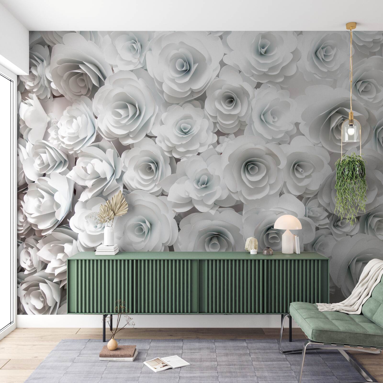 Papier peint une grande composition de fleurs blanches éblouissantes
