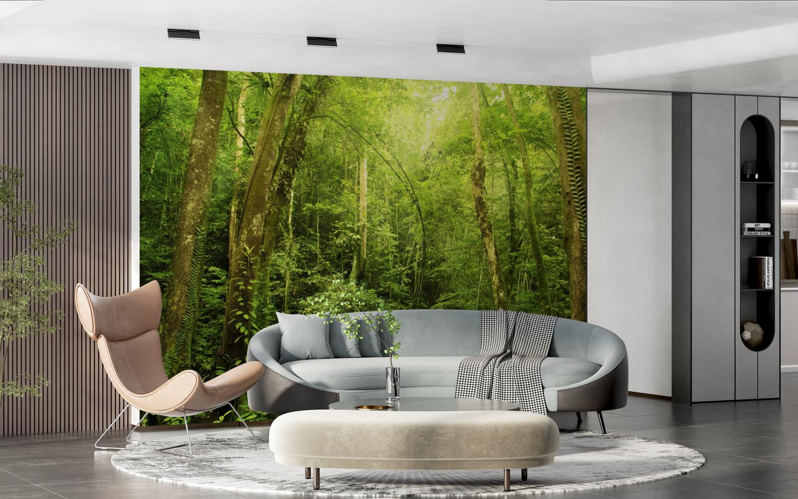 Papier peint les rayons du soleil percent la forêt dense et verdoyante
