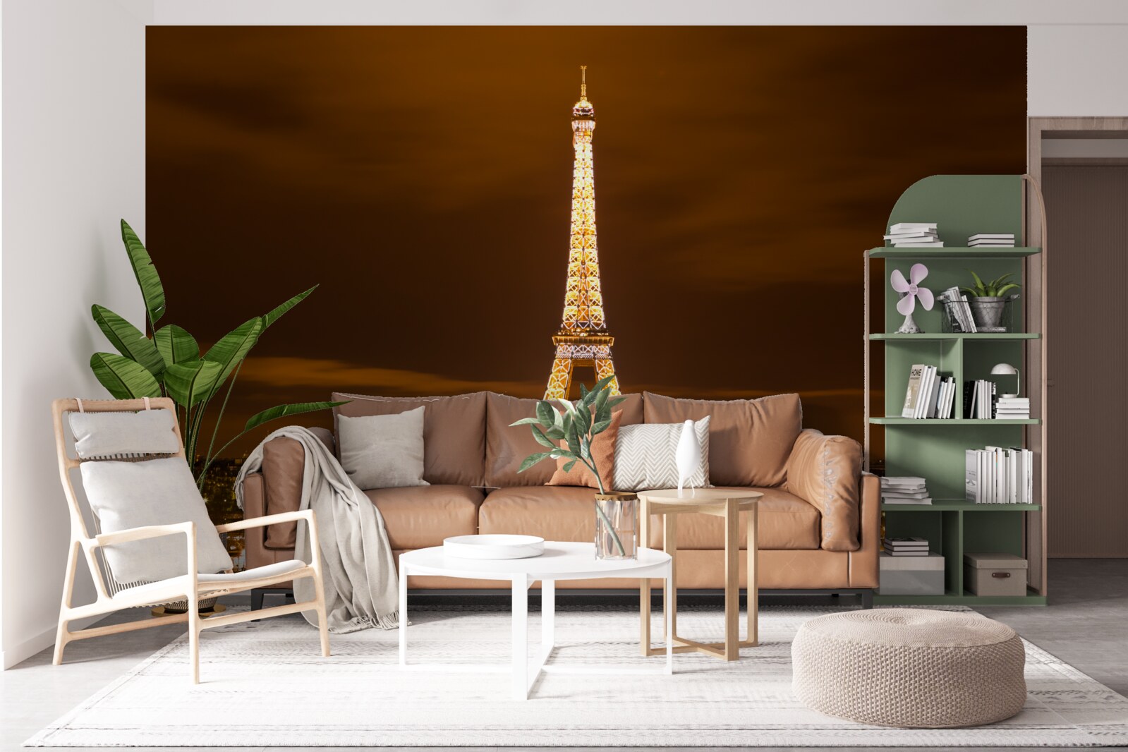 Papier peint la tour eiffel illuminée la nuit