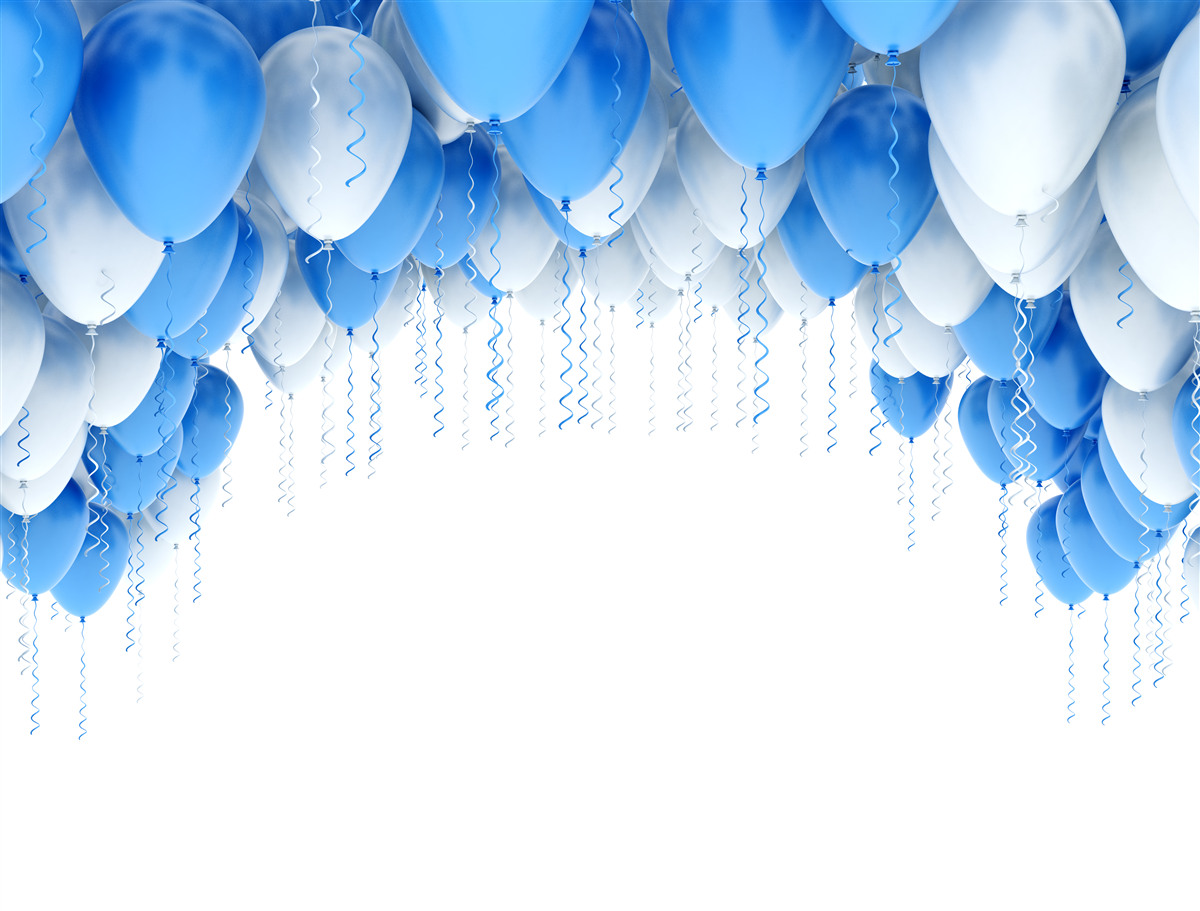 Papier peint des boules blanches et bleues flottent dans l'air