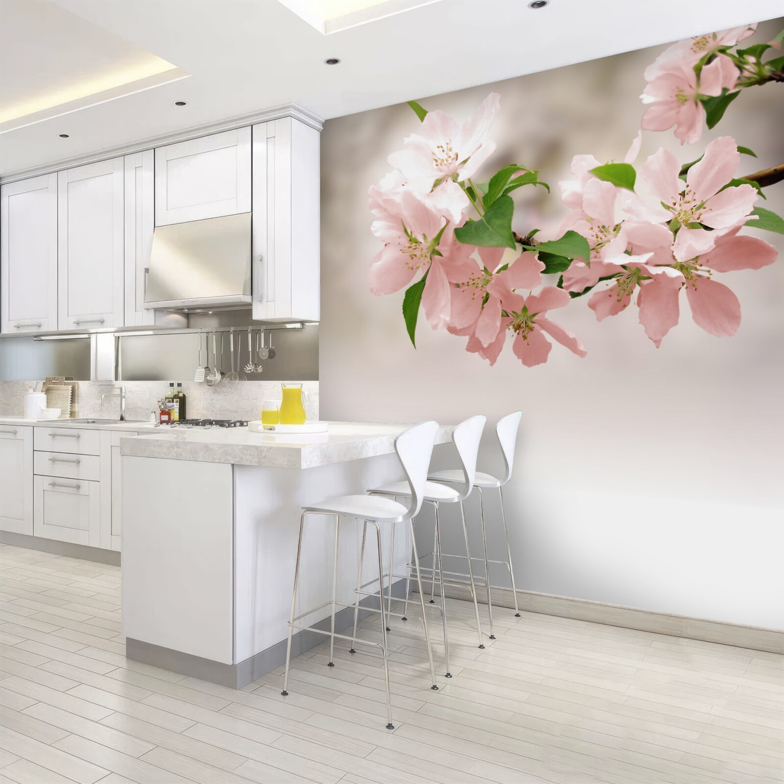 Papier peint fleurs roses de sakura