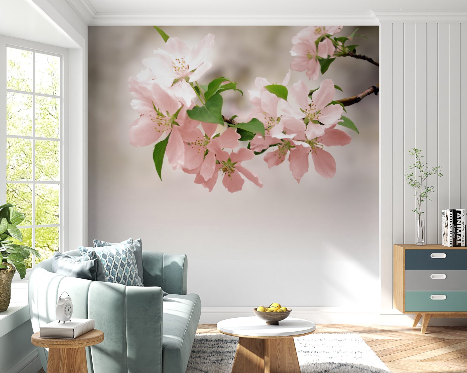 Papier peint fleurs roses de sakura