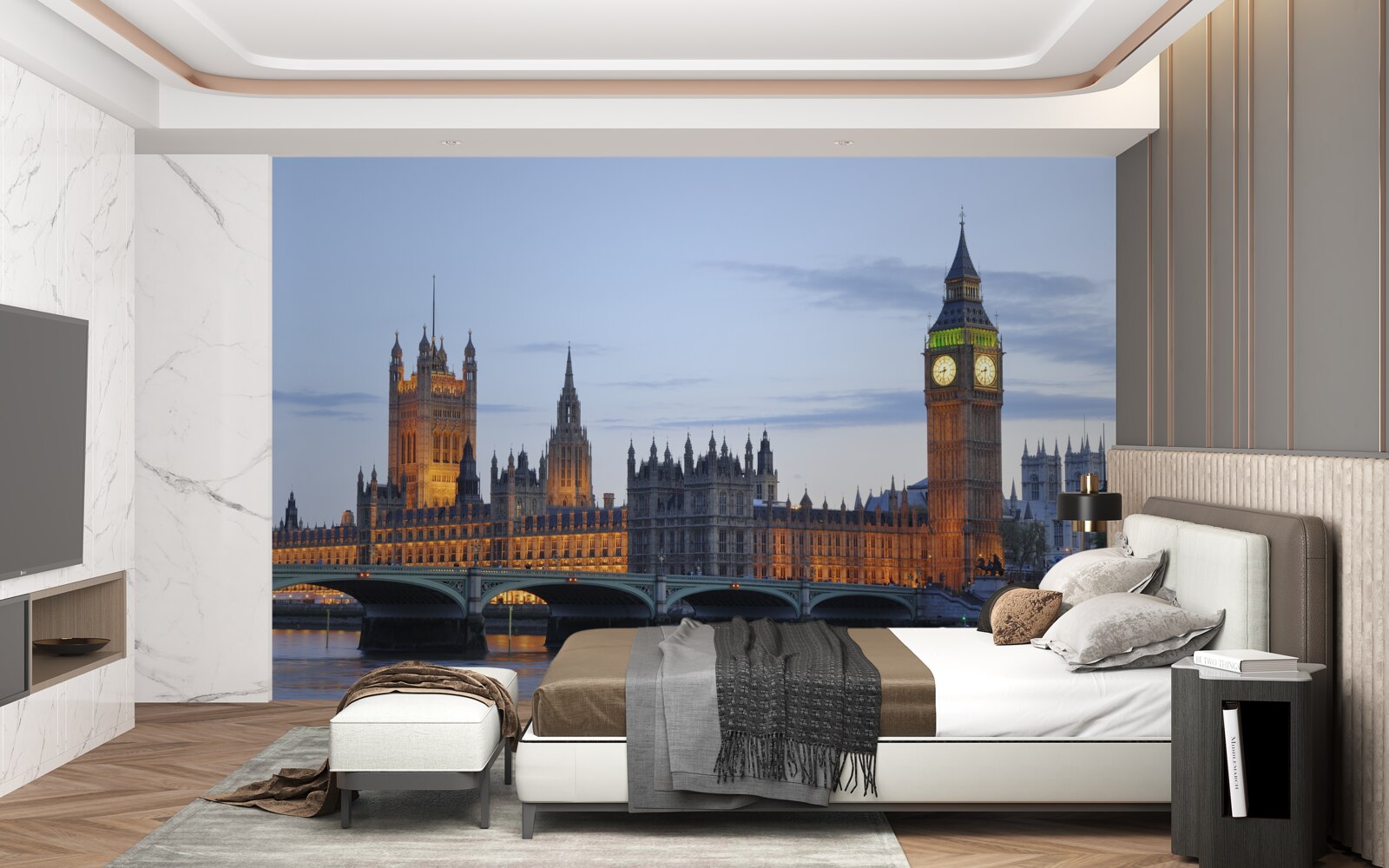 Papier peint big ben et parlement illuminés