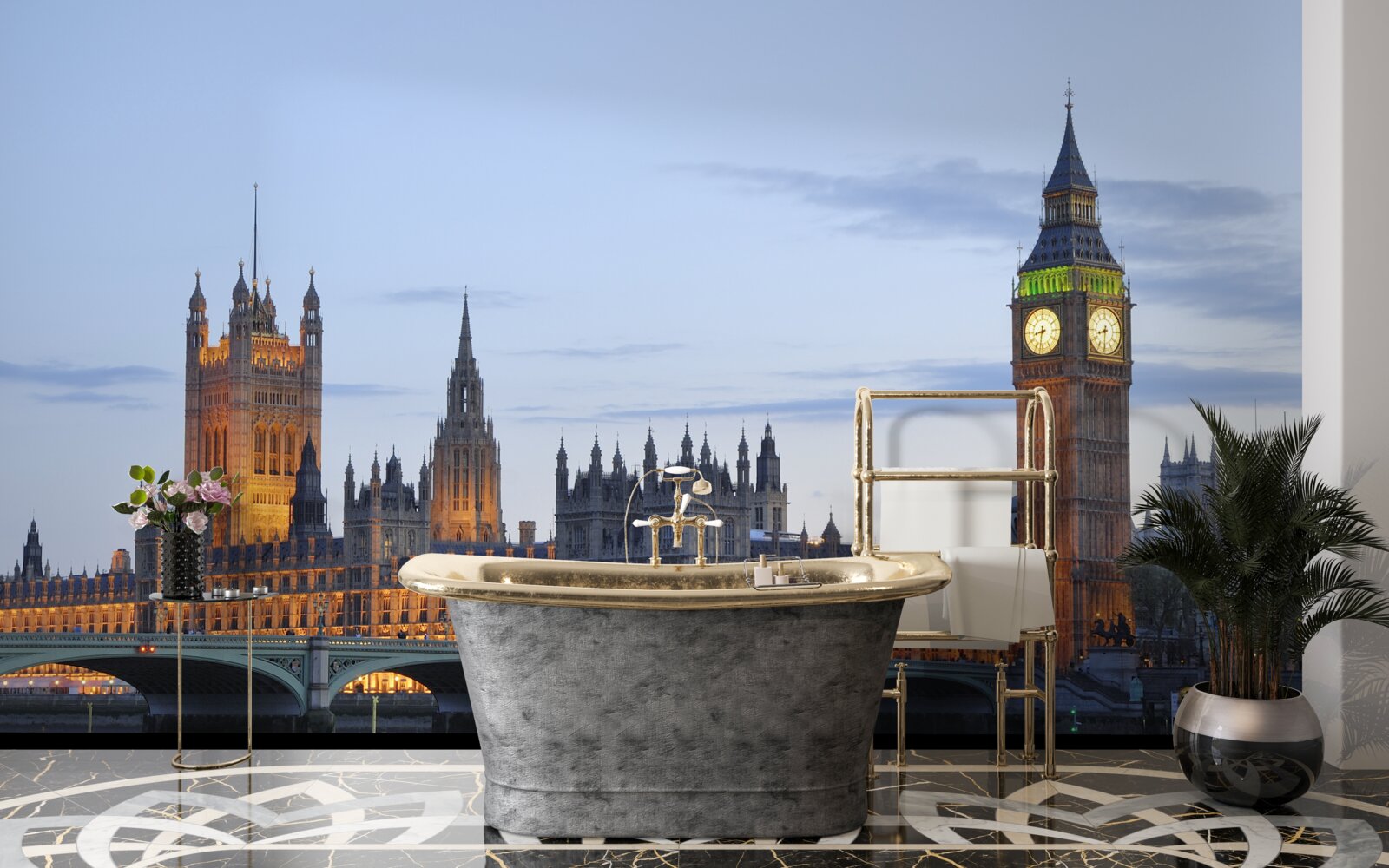 Papier peint big ben et parlement illuminés
