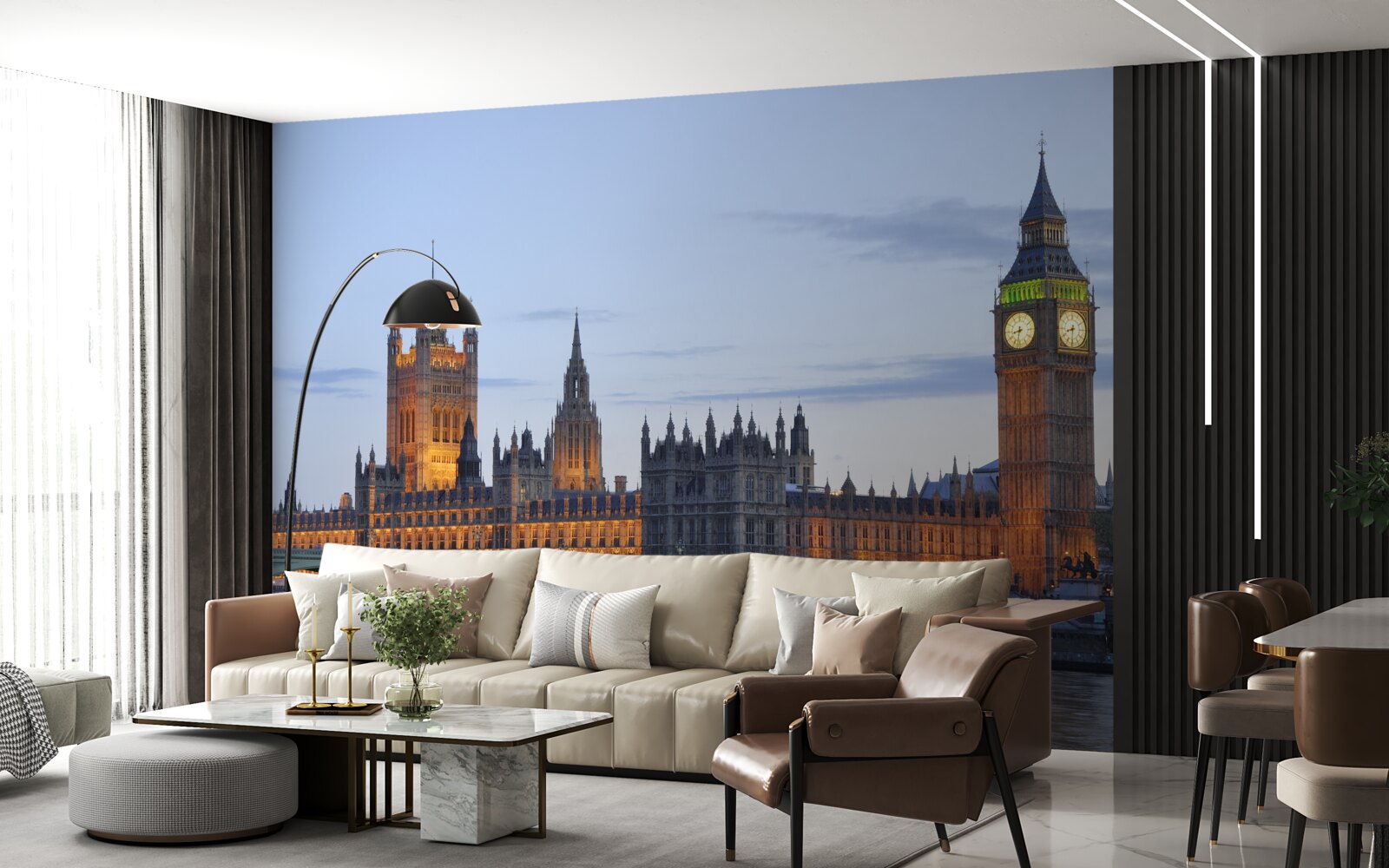 Papier peint big ben et parlement illuminés