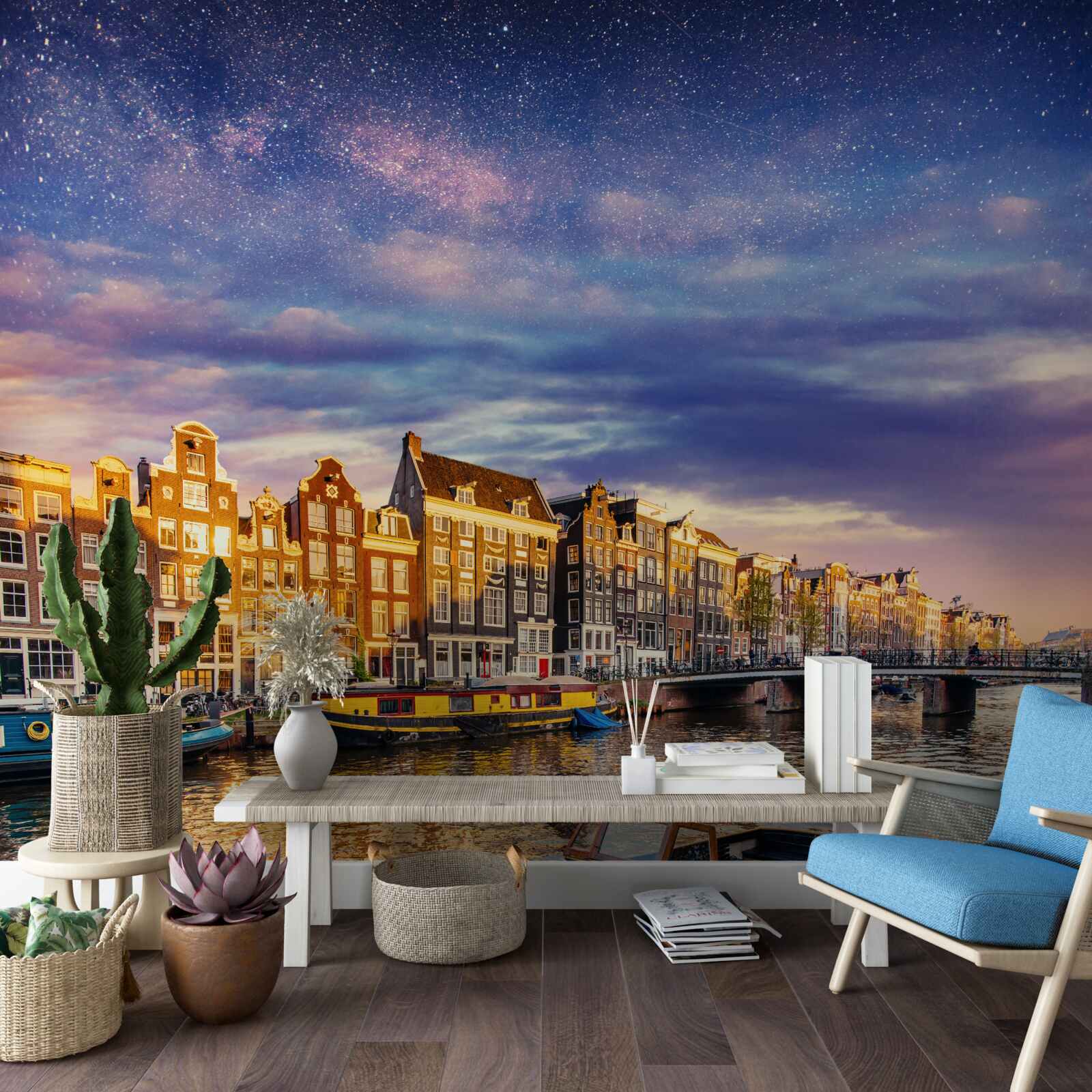 Papier peint La lumière réveille la cité antique sur le rivage