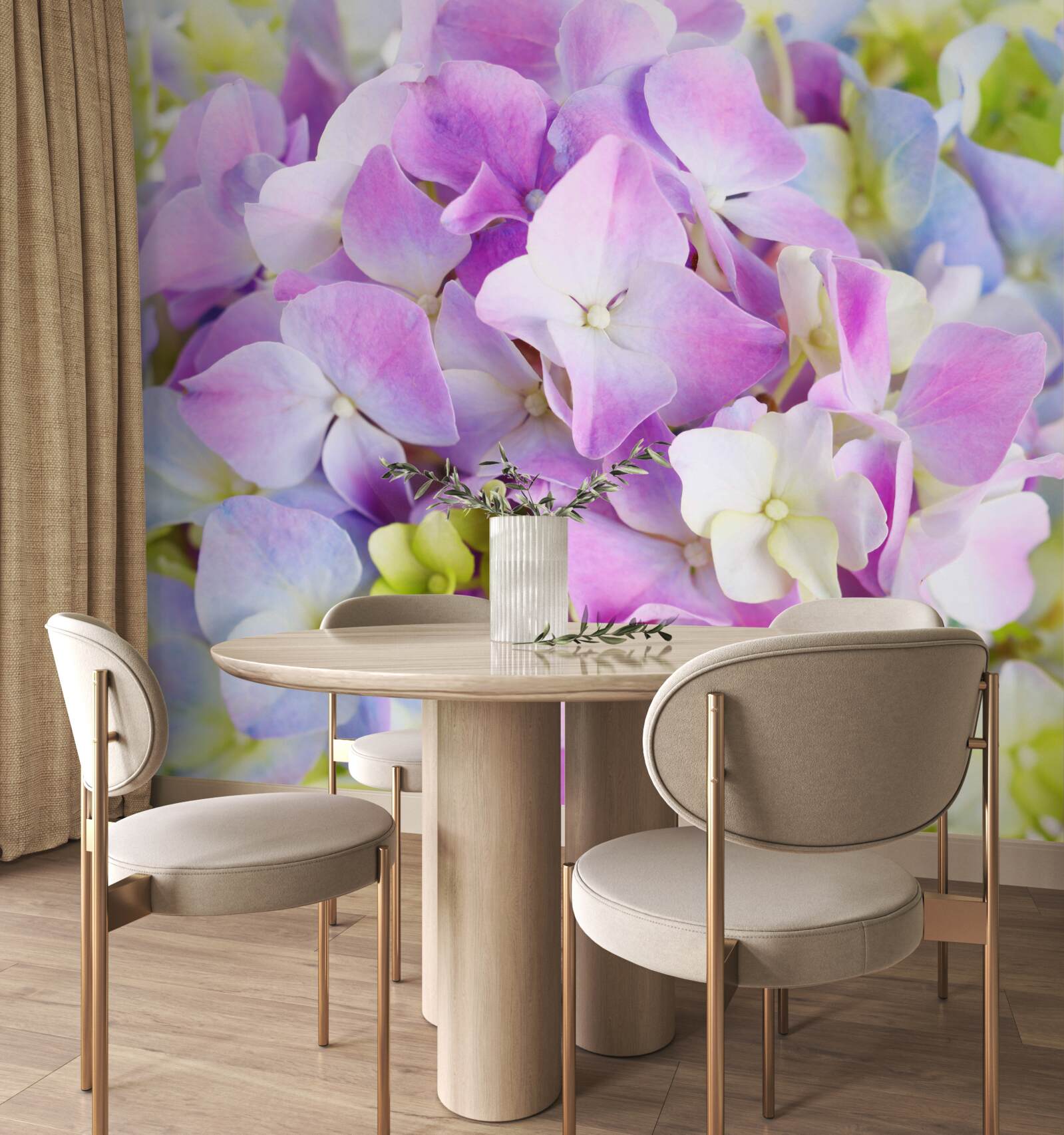 Papier peint bouquet de riches hortensias