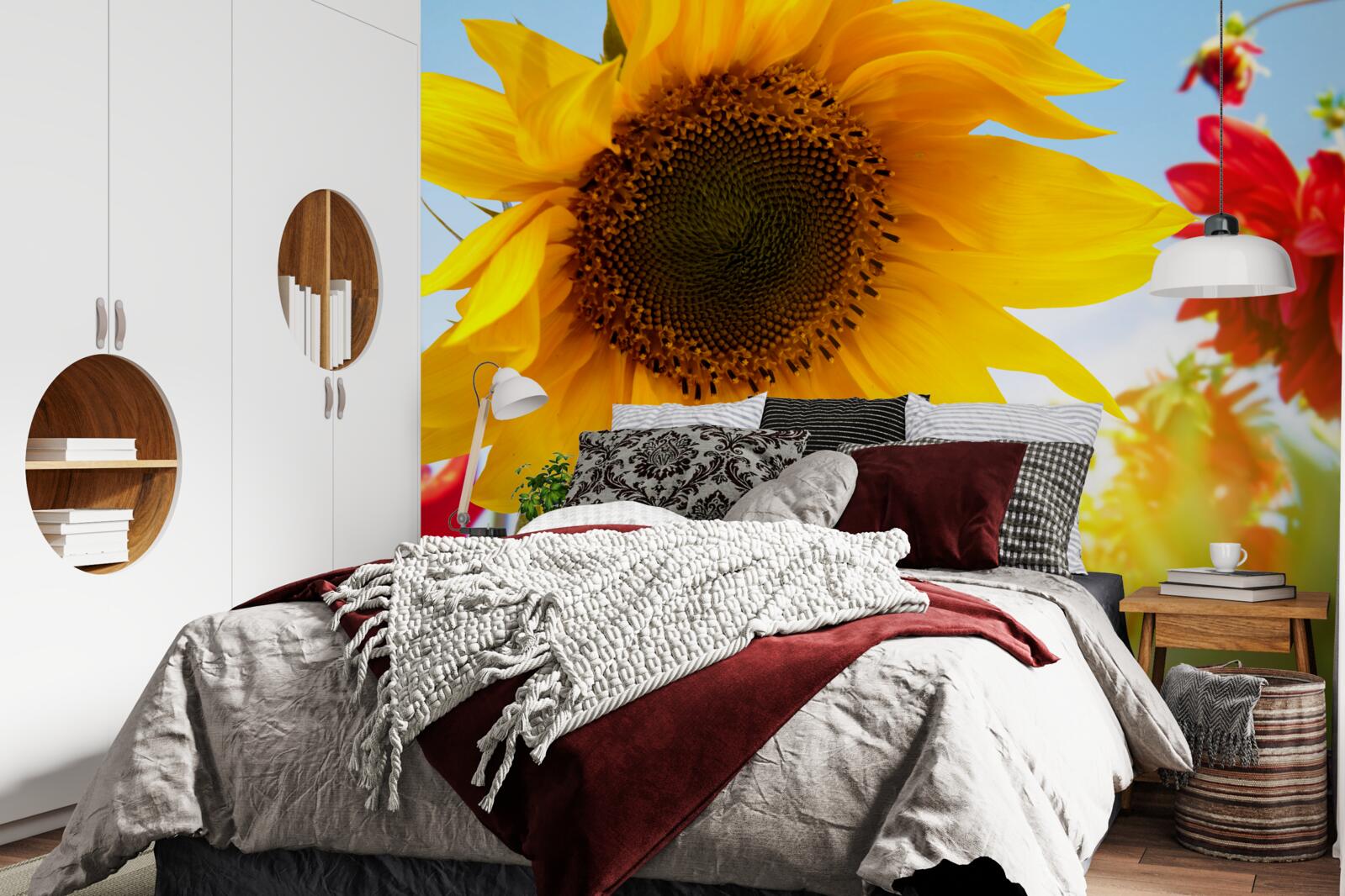 Papier peint un tournesol ensoleillé par une journée ensoleillée