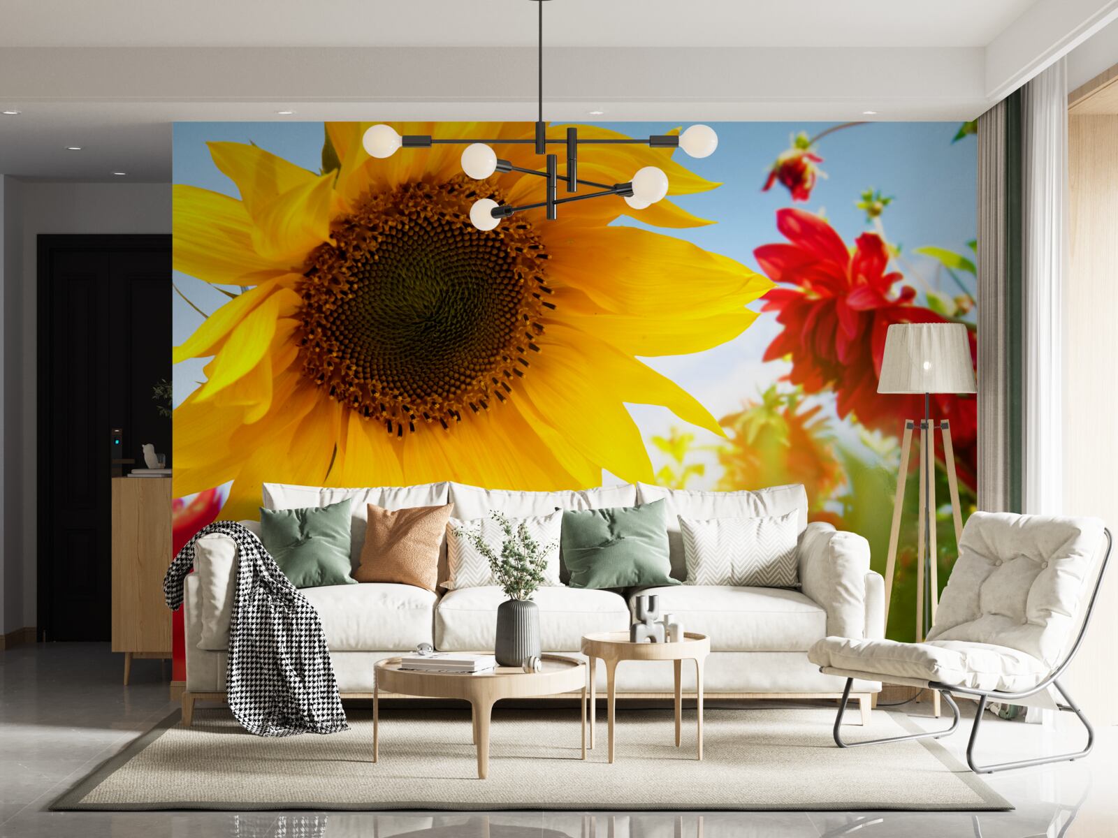 Papier peint un tournesol ensoleillé par une journée ensoleillée