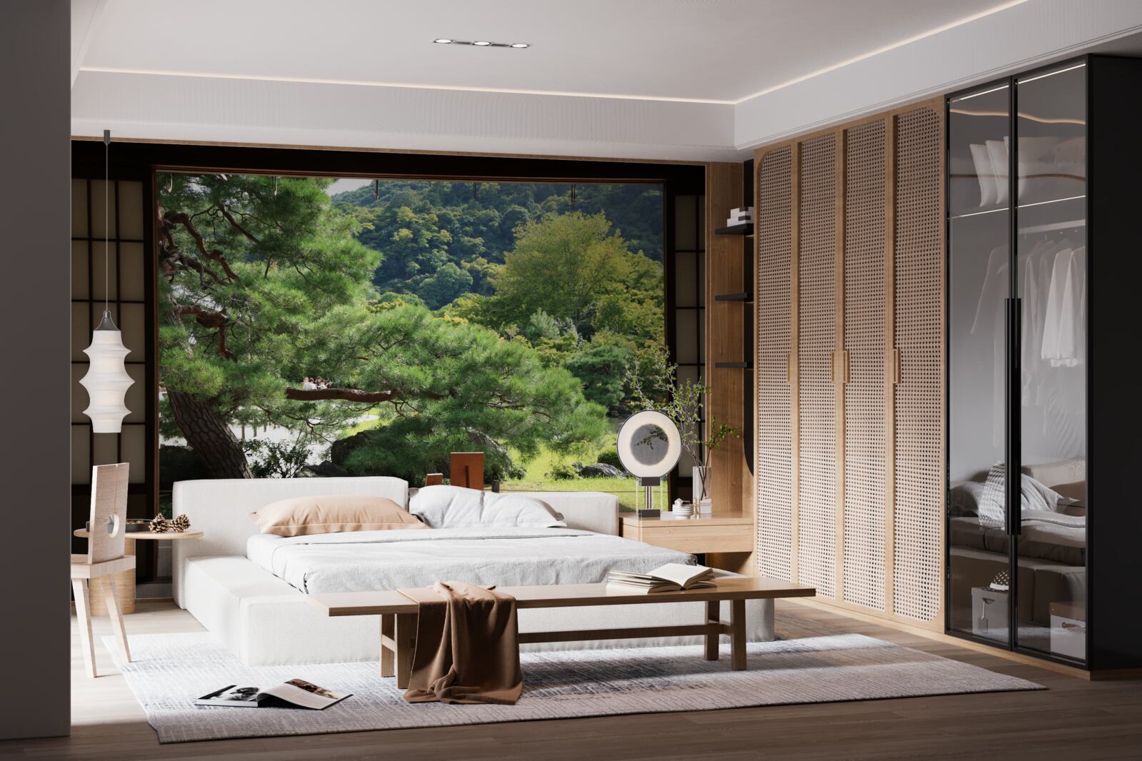 Papier peint Jardin de style japonais avec terrasse privée