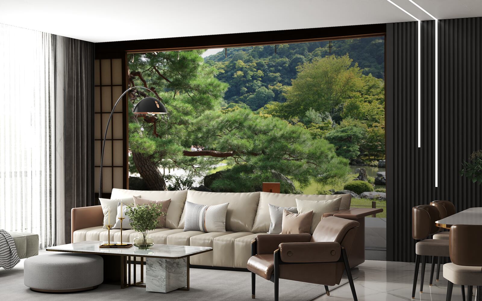 Papier peint Jardin de style japonais avec terrasse privée