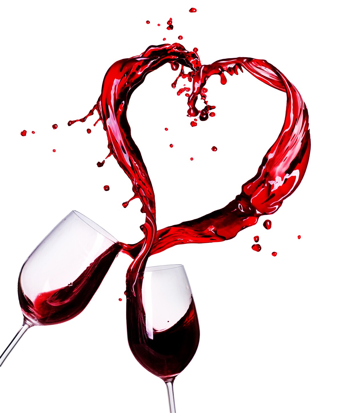 Papier peint verres avec vin et icône de coeur
