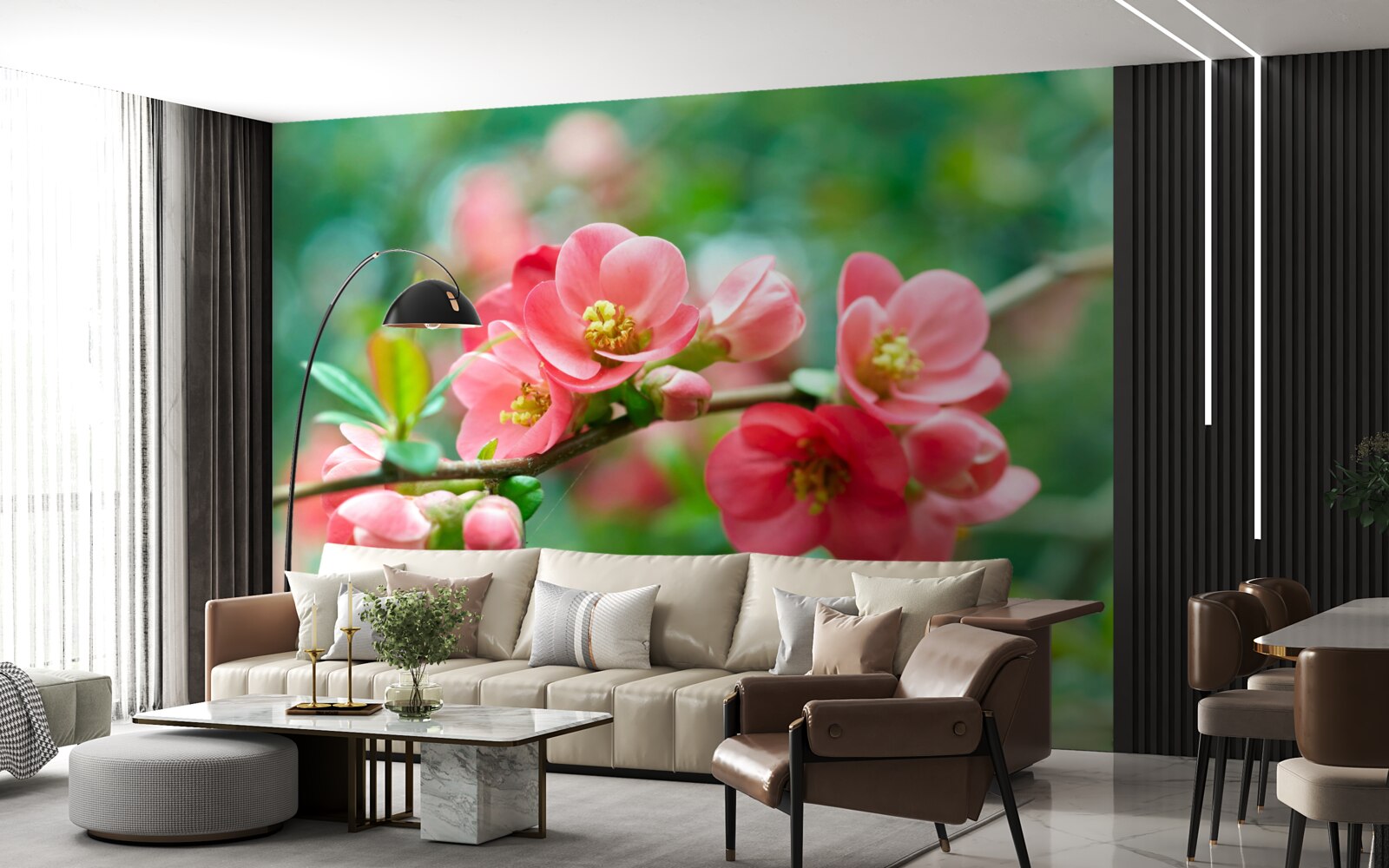 Papier peint fleurs rouges des arbres fruitiers