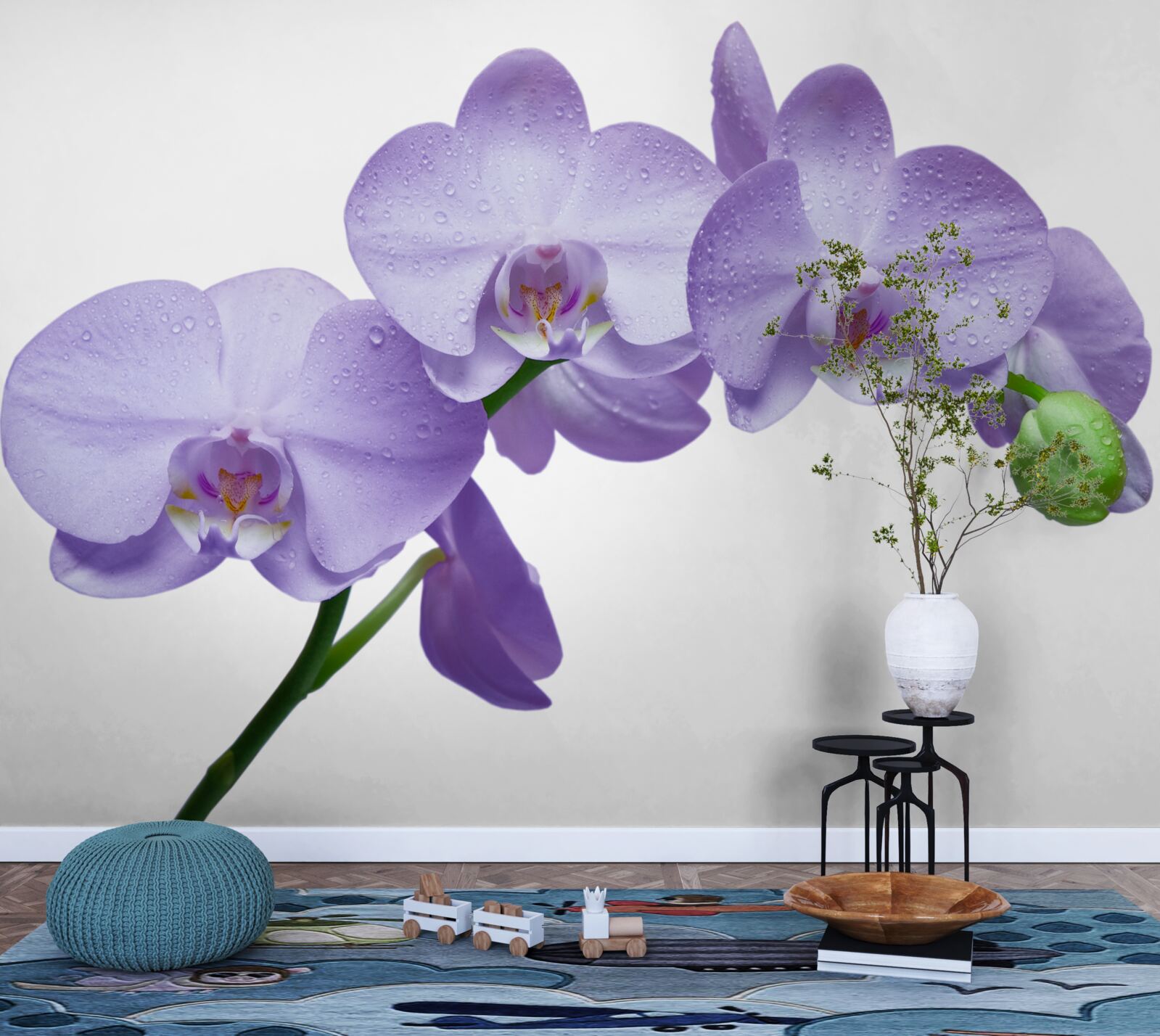 Papier peint la branche même d'une orchidée lilas brillante