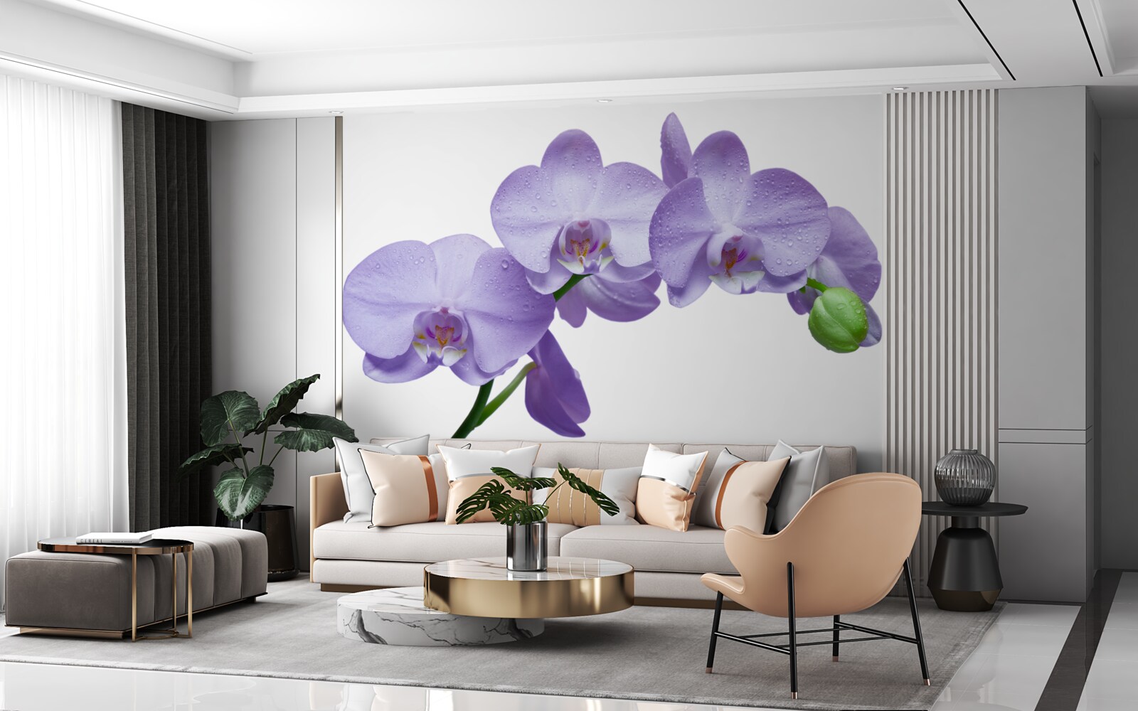 Papier peint la branche même d'une orchidée lilas brillante