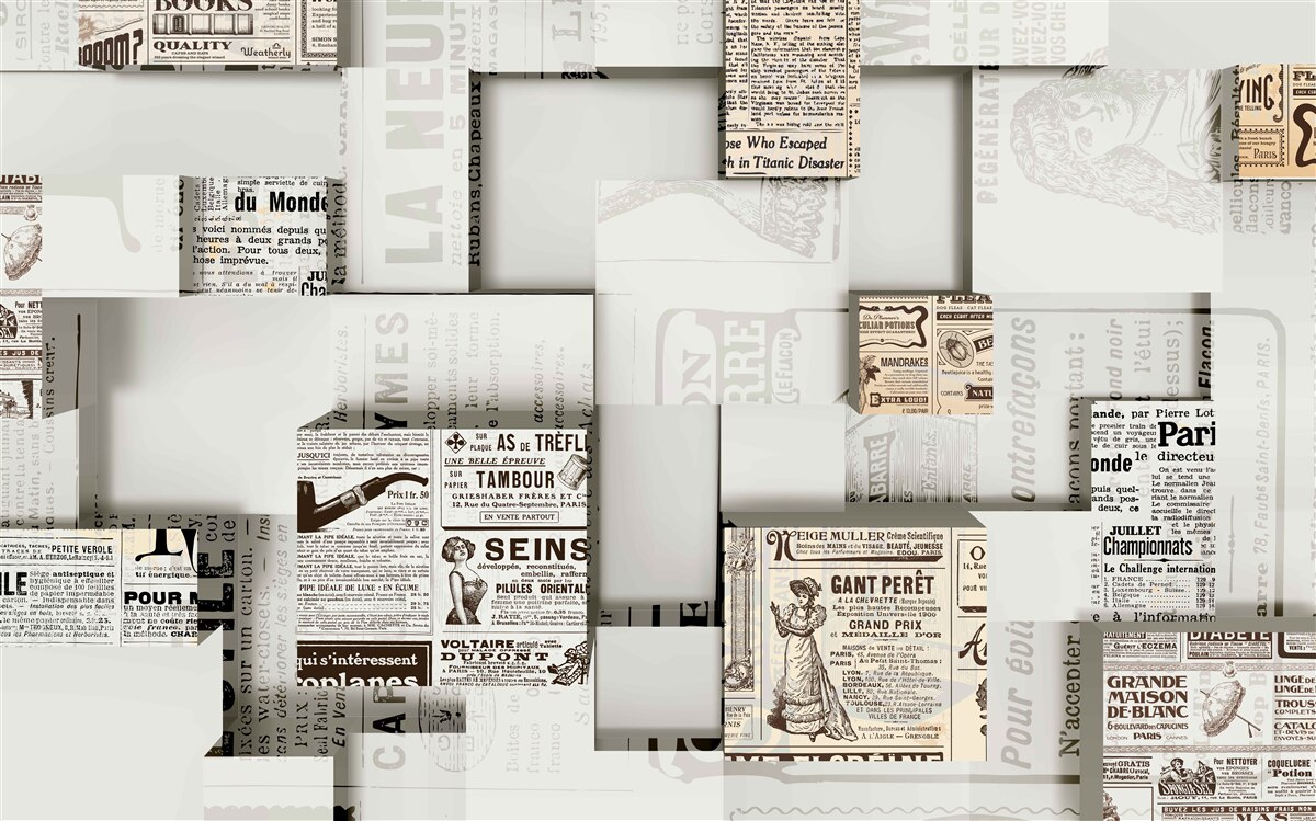 Papier peint abstraction à partir de boîtes de journaux sur des étagères