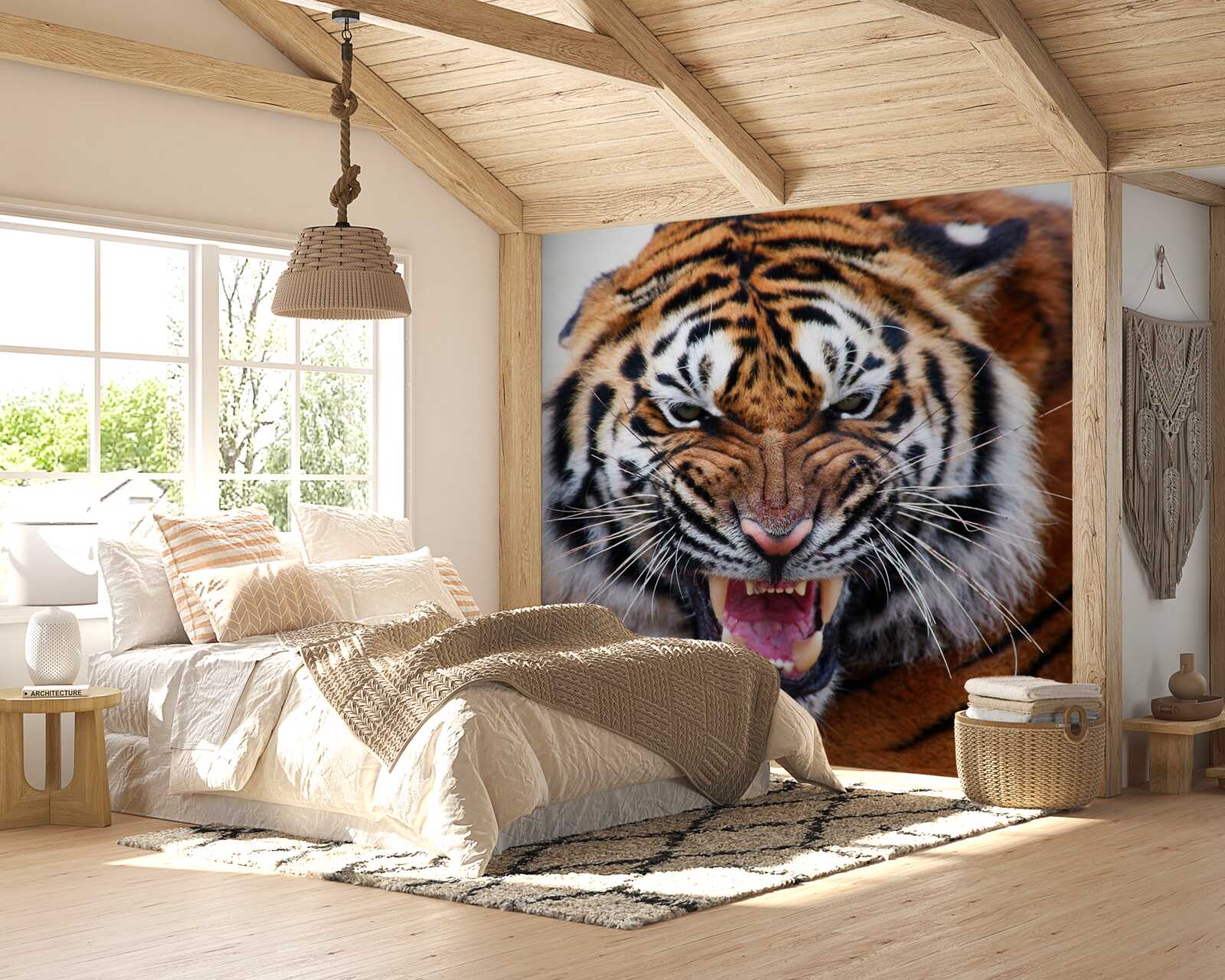 Papier peint un tigre adulte en colère rugit