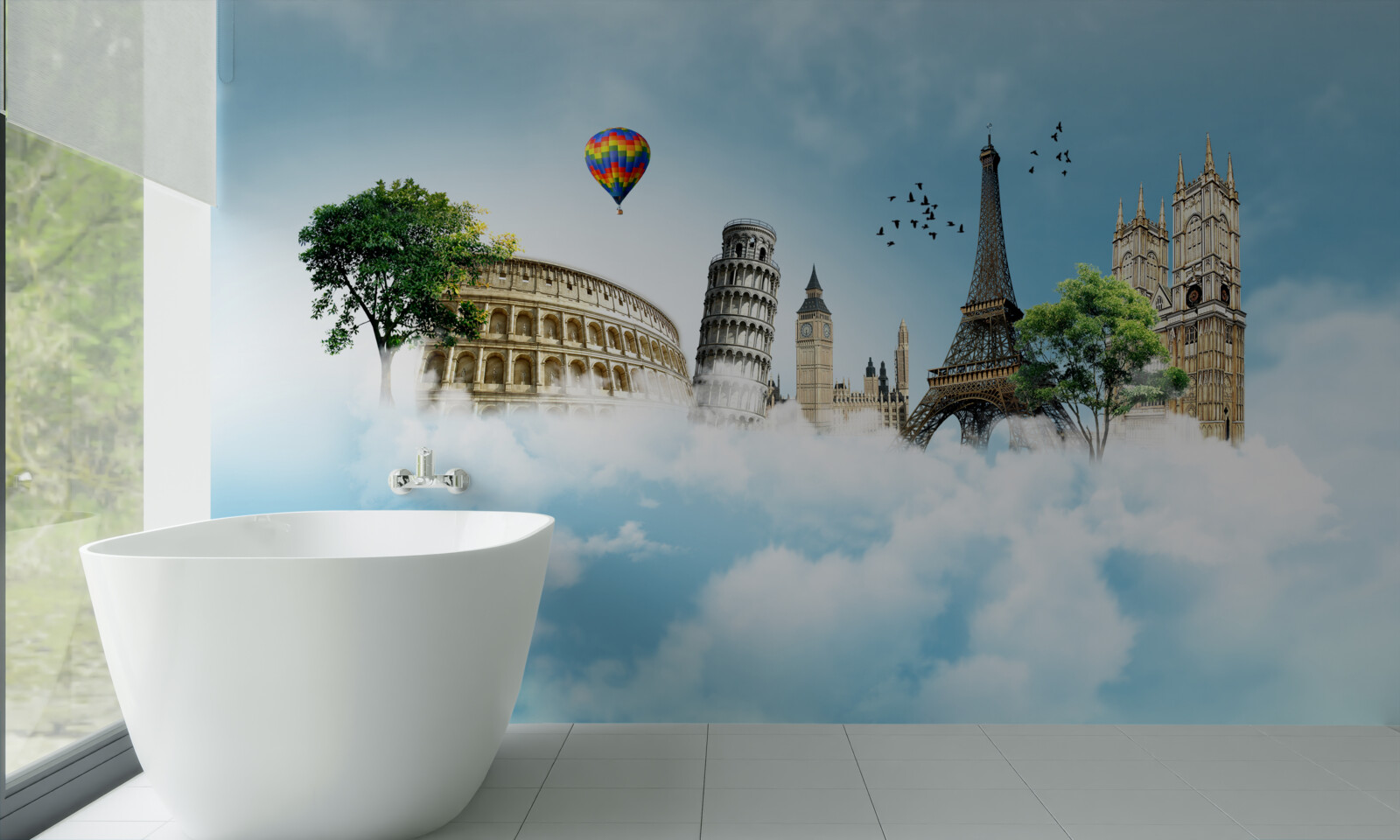 Papier peint monuments des villes européennes dans le ciel