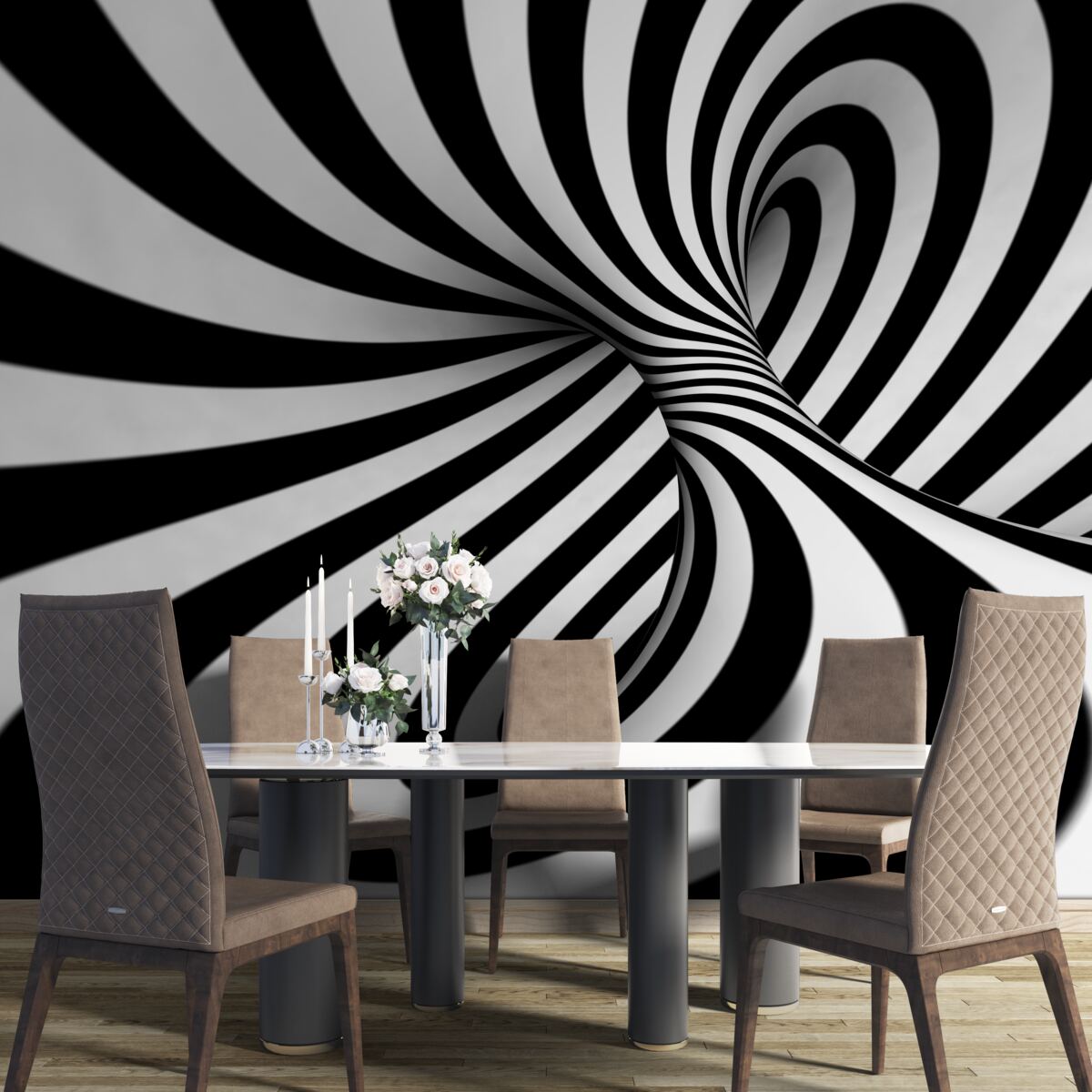 Papier peint blanc et noir nuances d'infini