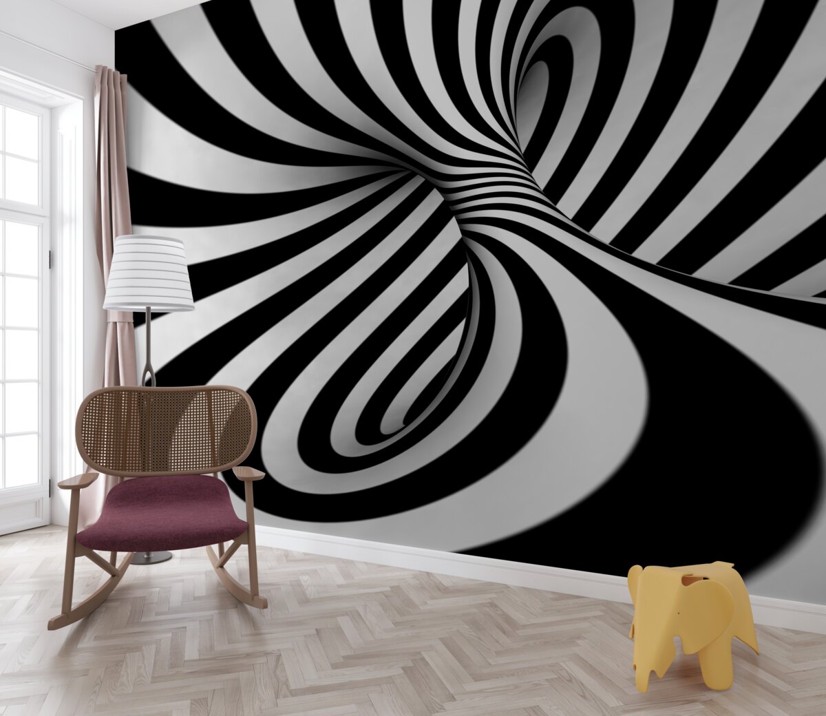Papier peint blanc et noir nuances d'infini