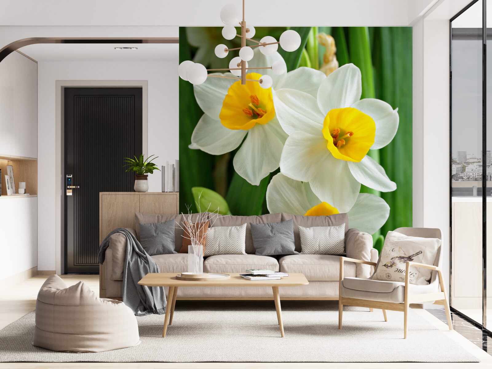 Papier peint de belles et gracieuses jonquilles d'été