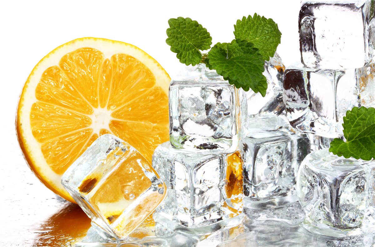 Papier peint de la glace en forme de rectangles et une orange mûre