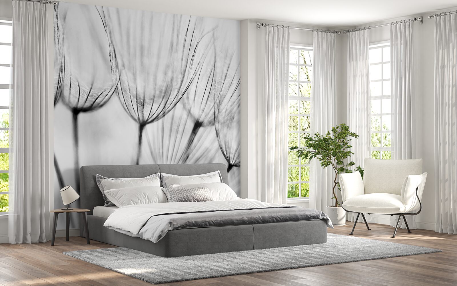 Papier peint laitance blanche avec bourgeons non ouverts