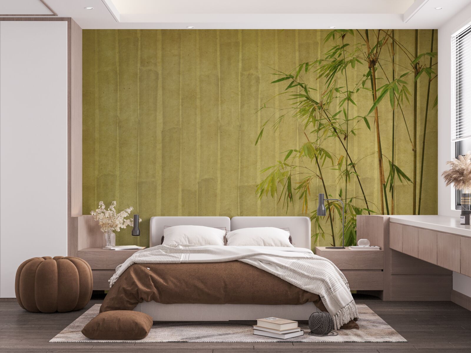 Papier peint les branches apicales des plantes tropicales sont sur une planche verticale