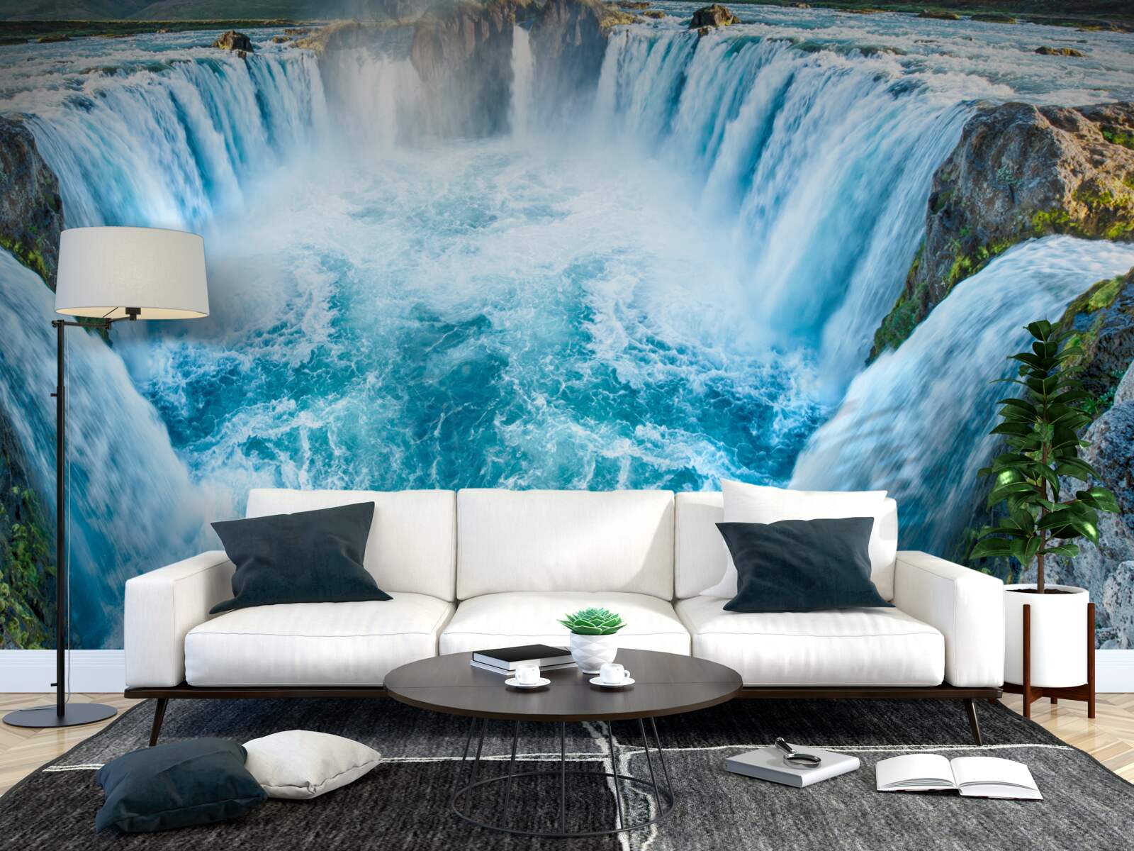 Papier peint de hautes chutes d'eau tombant en cascade