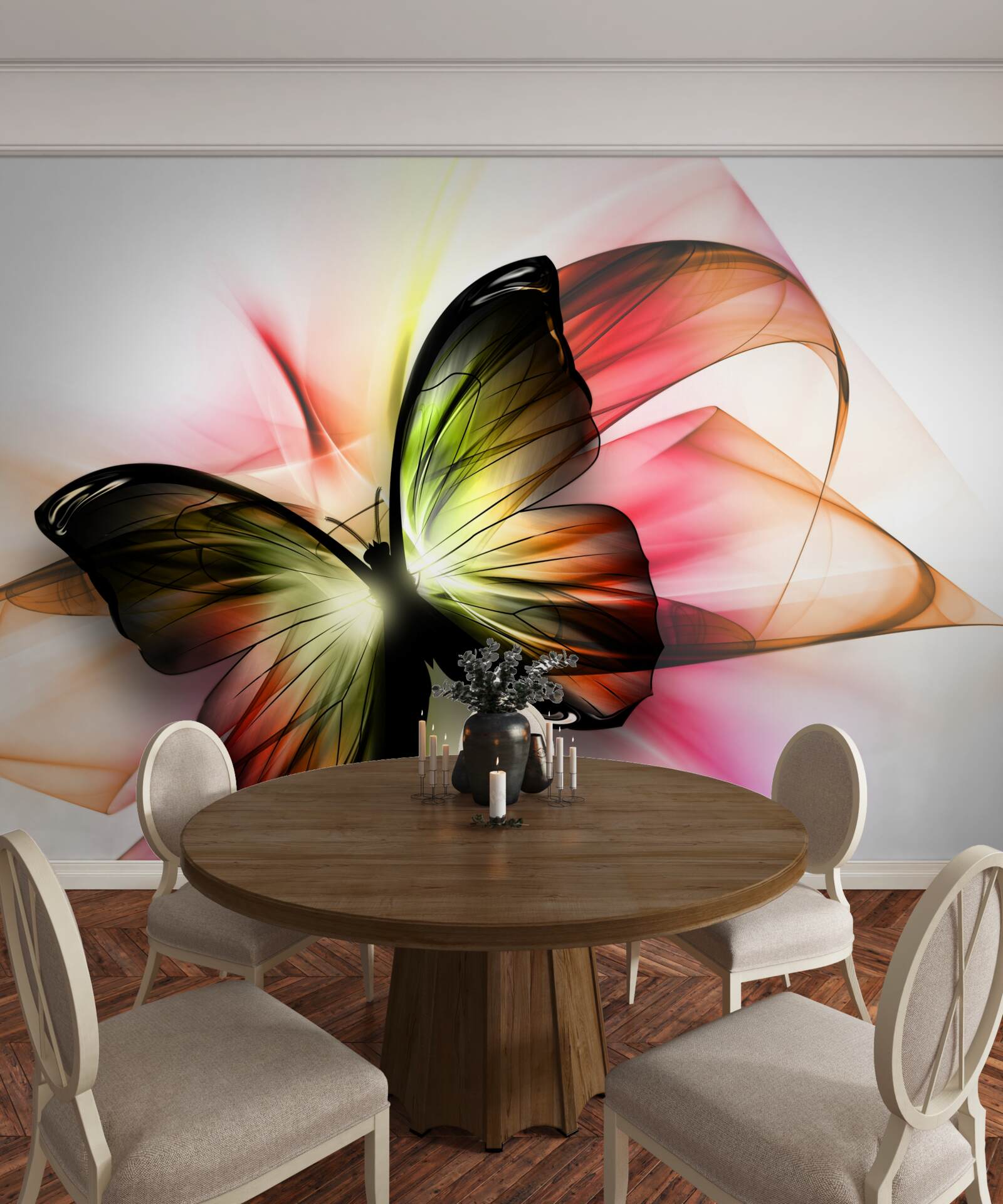 Papier peint un papillon aux teintes sombres voltige gracieusement