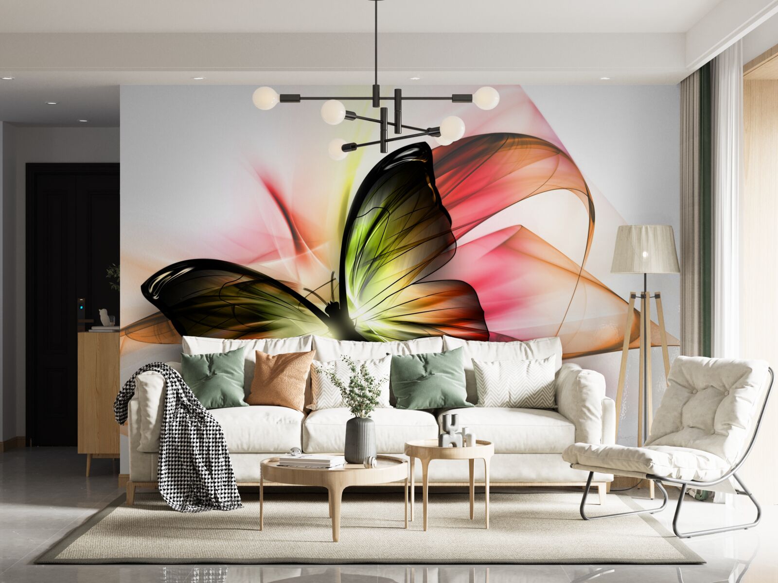 Papier peint un papillon aux teintes sombres voltige gracieusement
