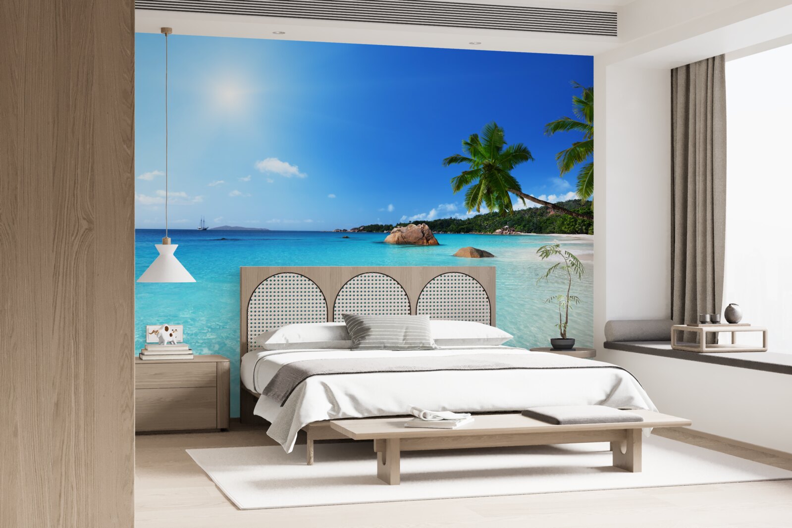 Papier peint eau turquoise au large d'un rivage exotique