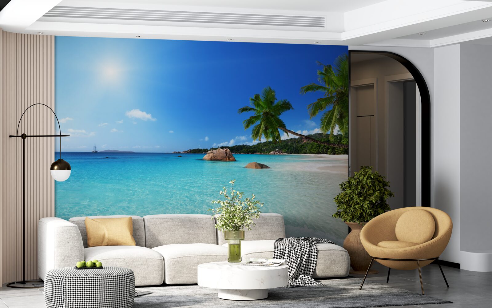 Papier peint eau turquoise au large d'un rivage exotique