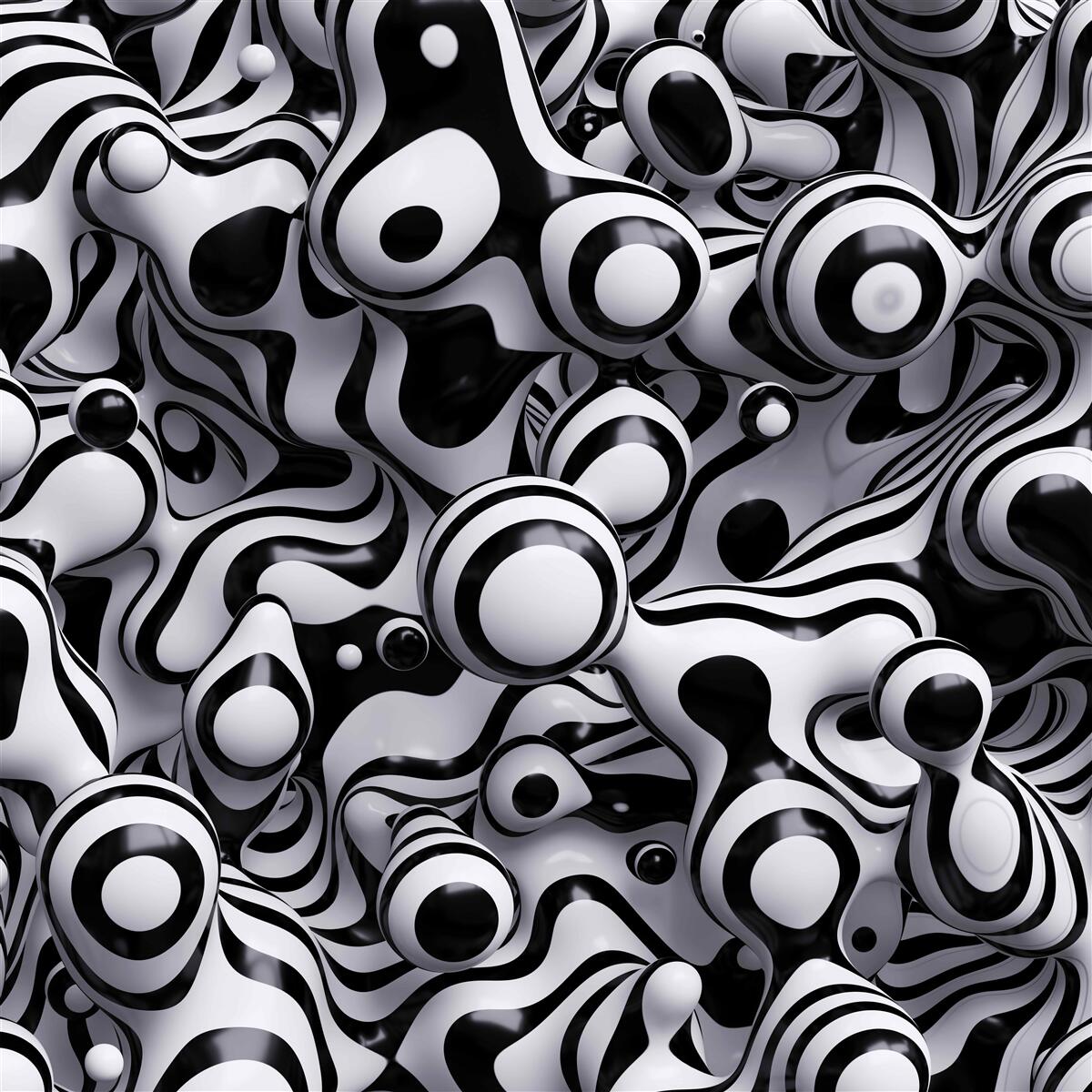 Papier peint des gouttes sombres sur un fond d'eau blanche créent une abstraction