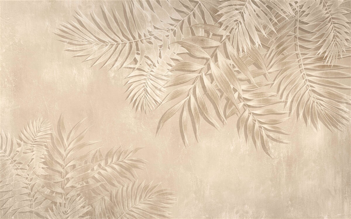 Papier peint fougère et feuilles de monstera sur fond clair