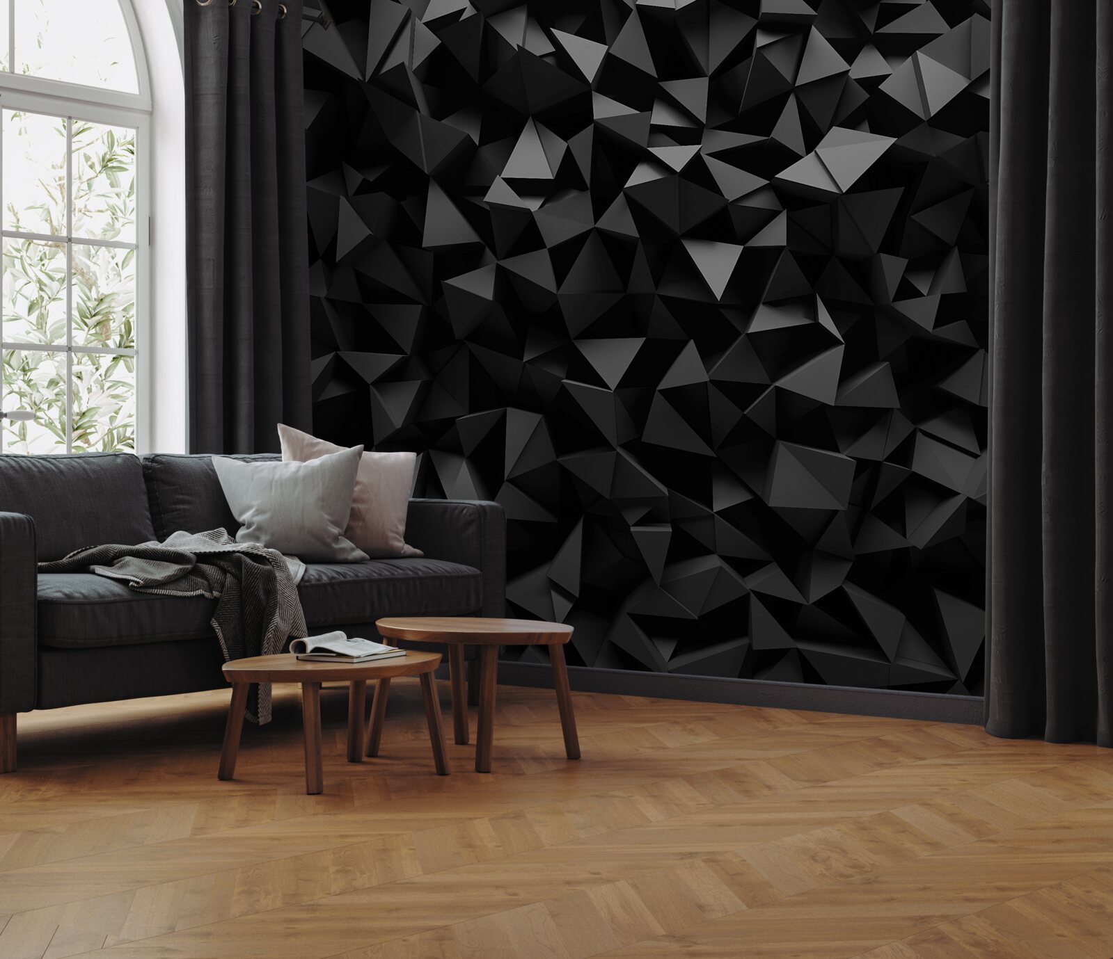 Papier peint l'abstraction sous forme de formes nettes et de pics sombres