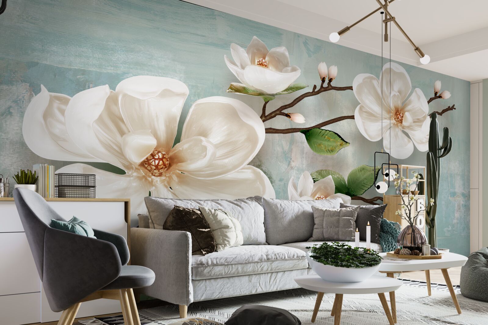 Papier peint un bouquet d'orchidées blanches comme la neige