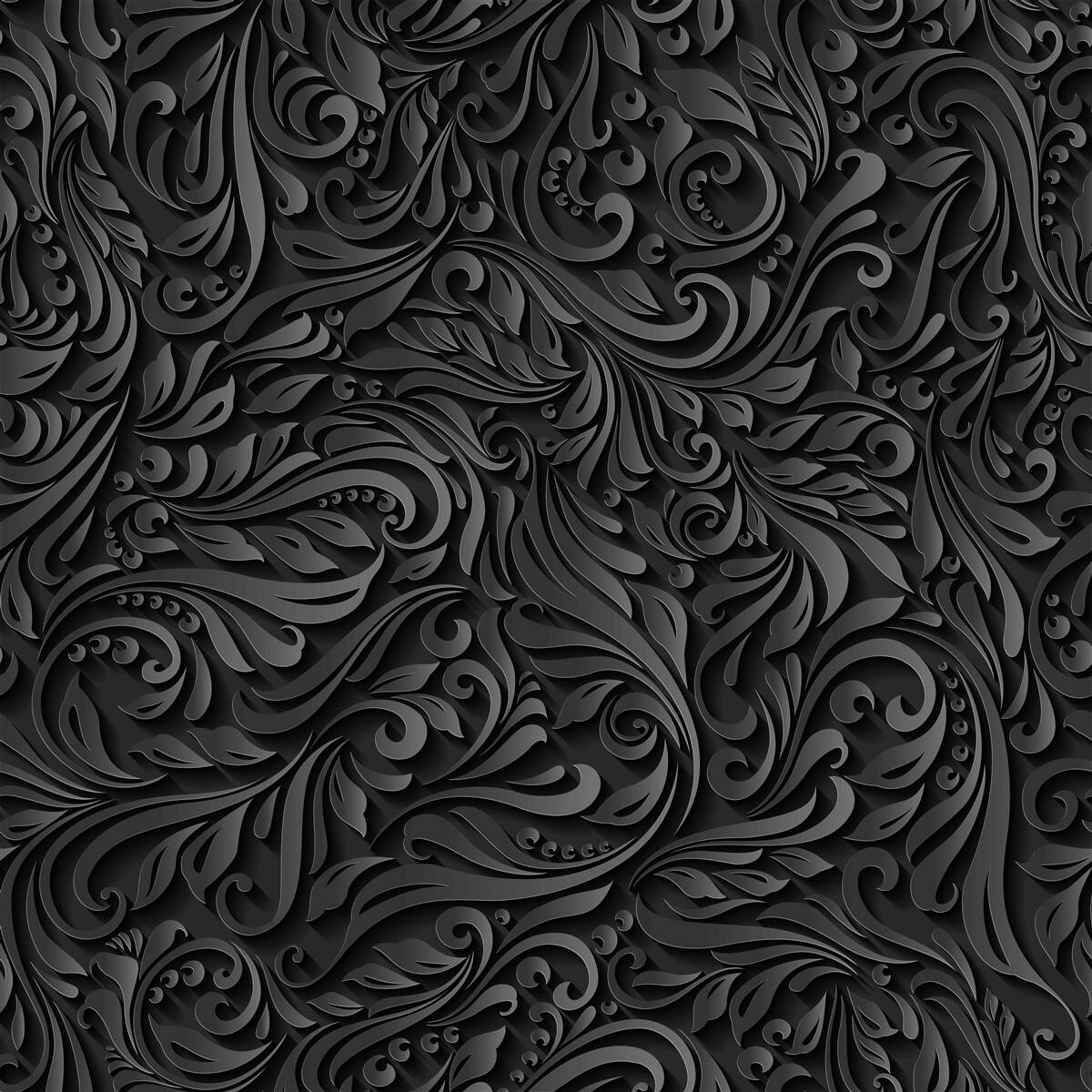 Papier peint lignes noires ajourées en forme de motifs floraux