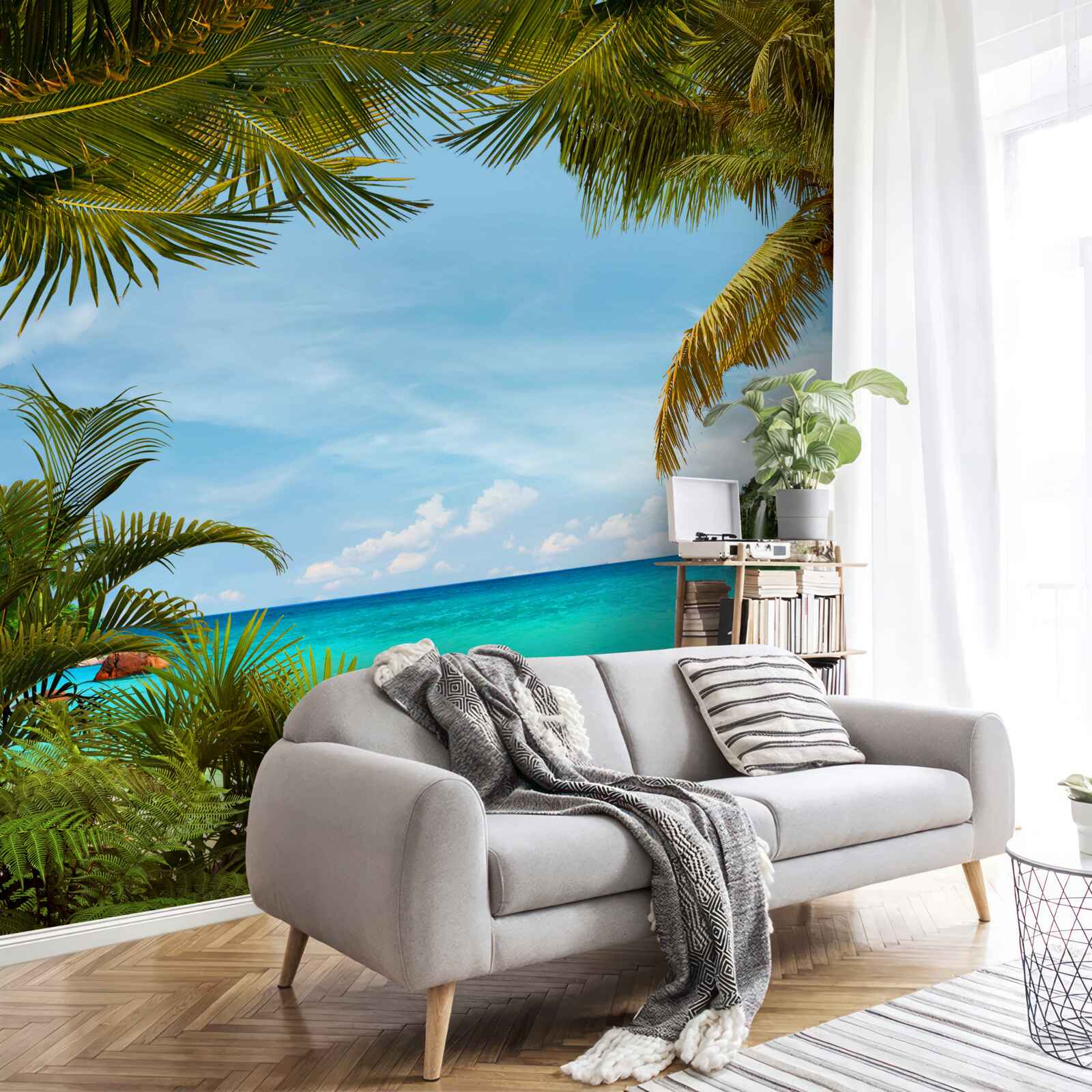 Papier peint eaux turquoises et plage sous les tropiques