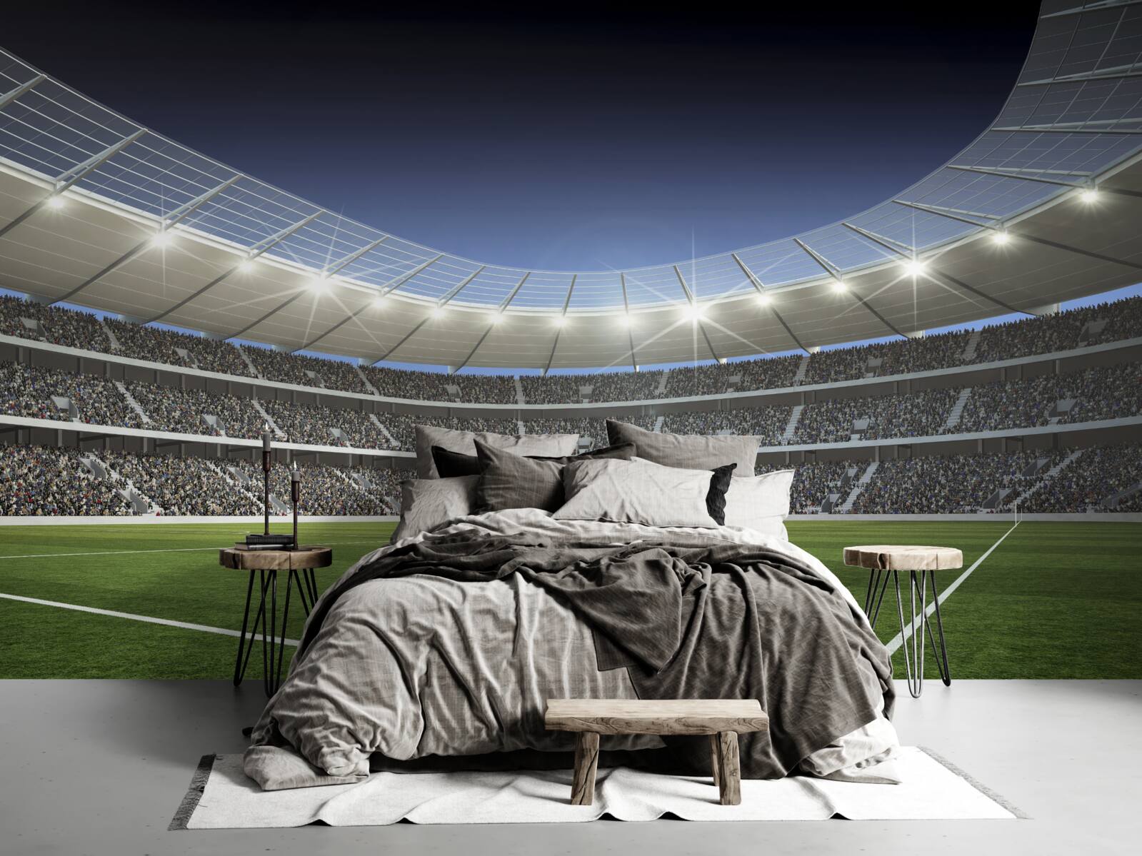 Papier peint Le stade se prépare à l'arrivée des footballeurs