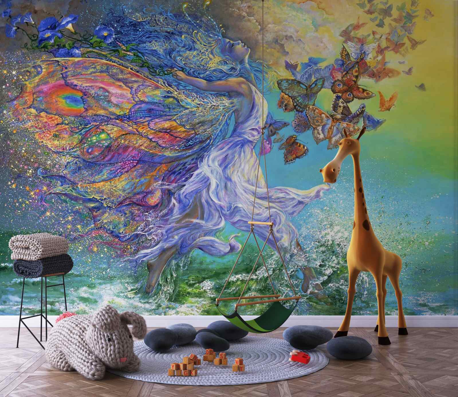 Papier peint papillons abstraits au bord de la mer