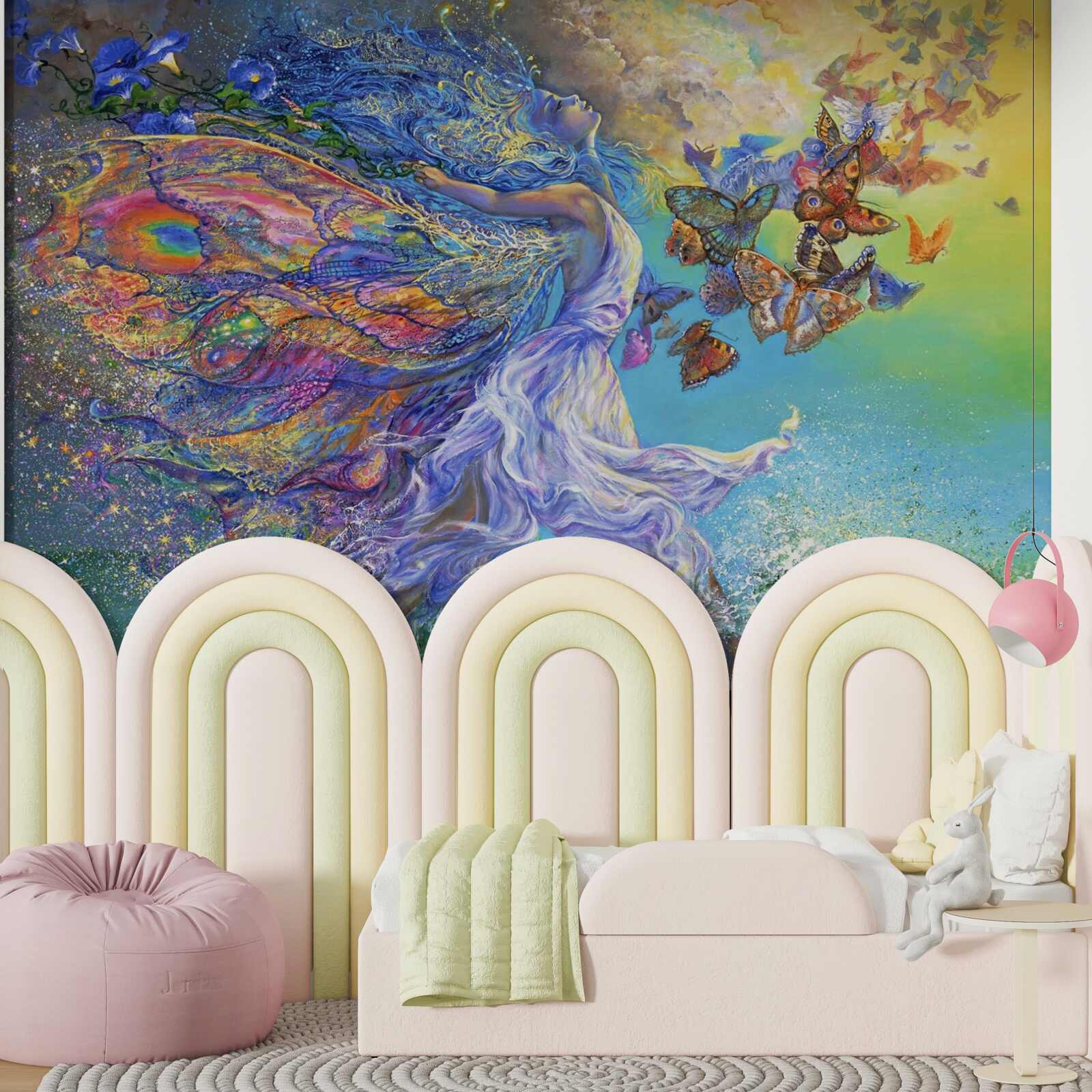 Papier peint papillons abstraits au bord de la mer