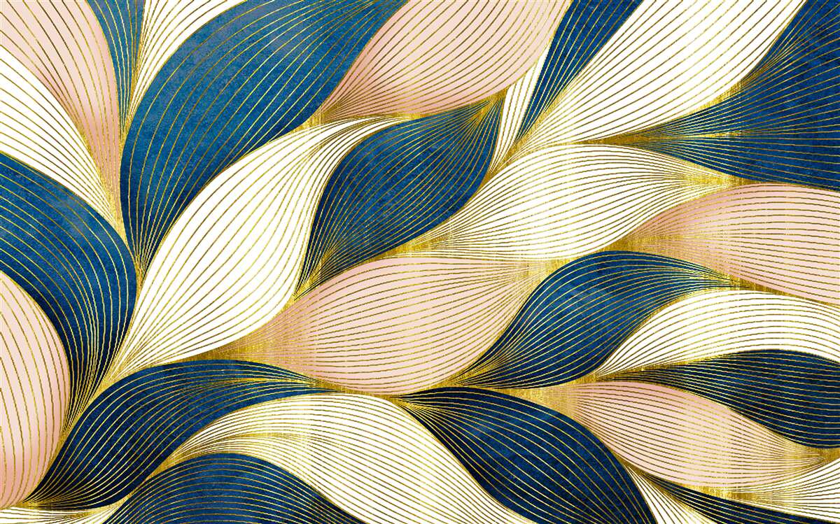 Papier peint pétales bleus entrecoupés de pétales blancs